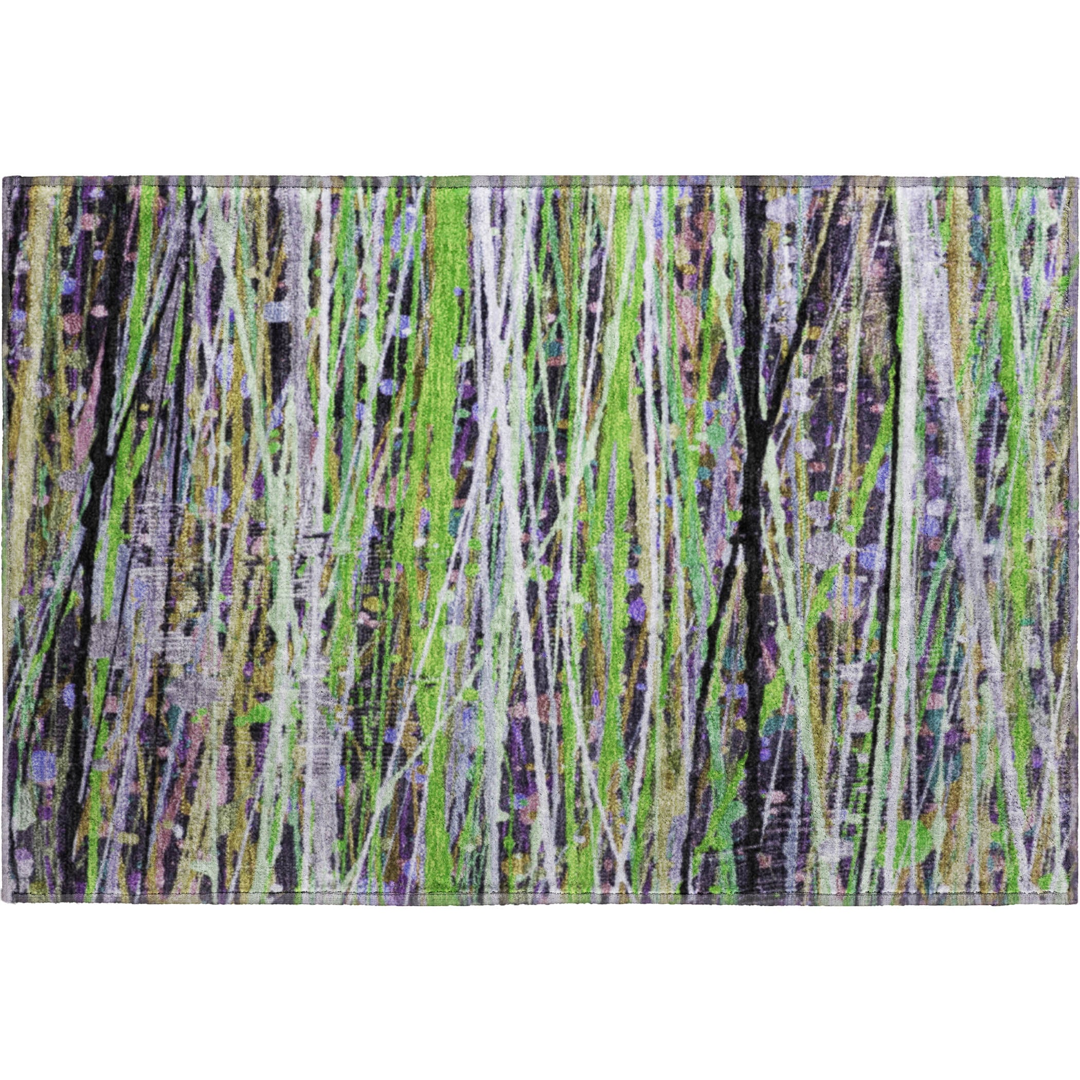 Luang Prabang Machine Washable Transitional Green Rug 1'8" x 2'6" #shape_Rectangle