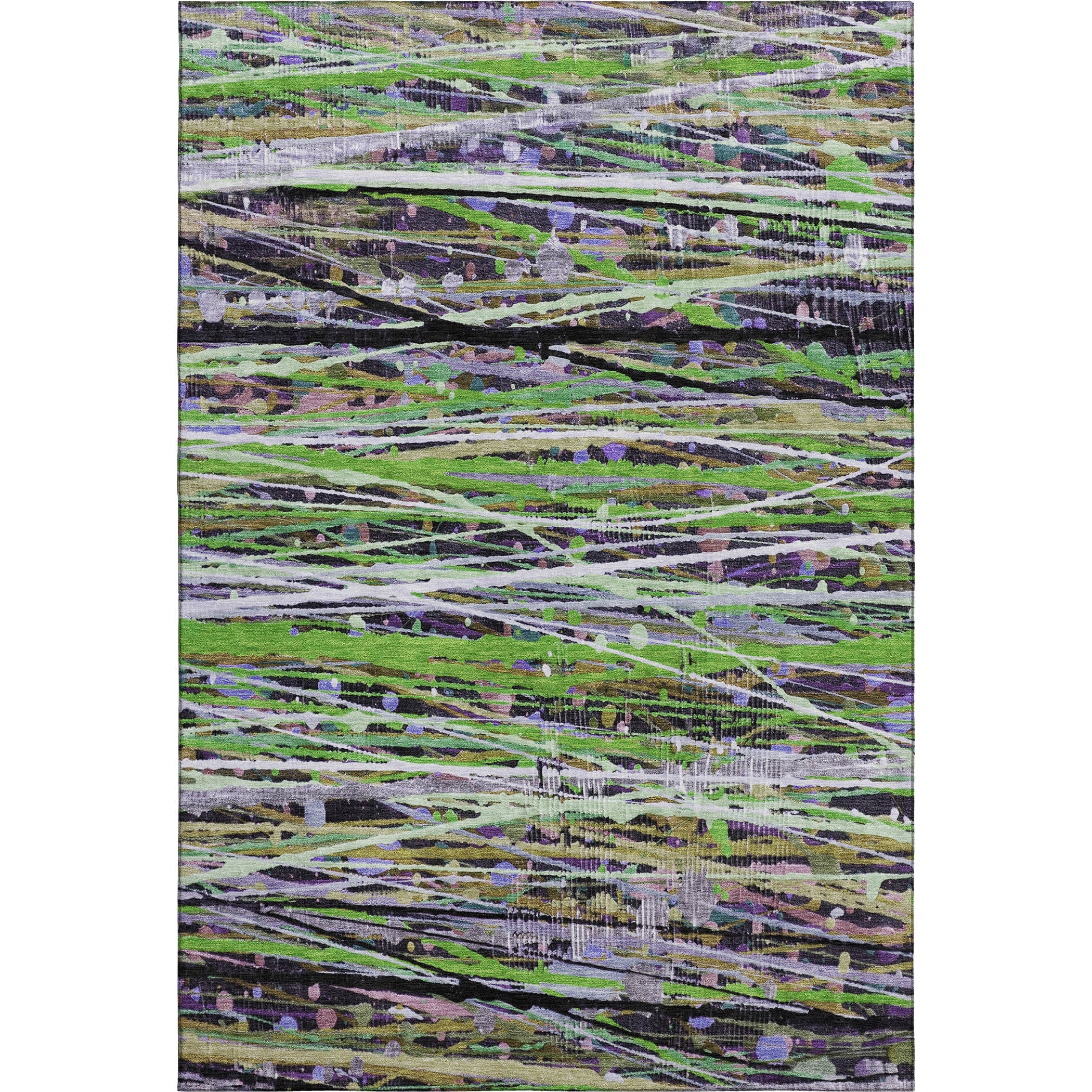 Luang Prabang Machine Washable Transitional Green Rug 2'6" x 3'10" #shape_Rectangle