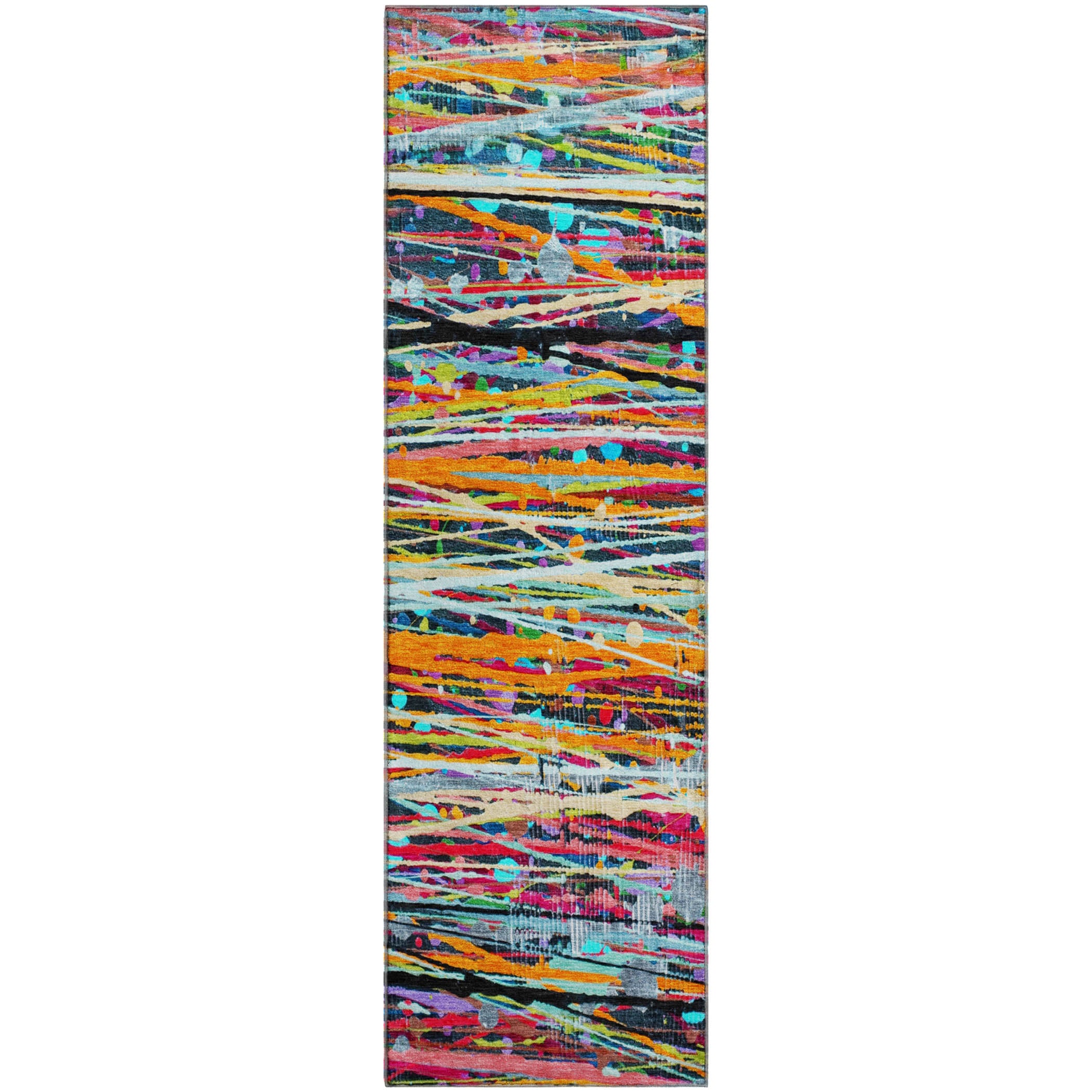 Luang Prabang Machine Washable Transitional Orange Rug 2'3" x 7'6" #shape_Runner