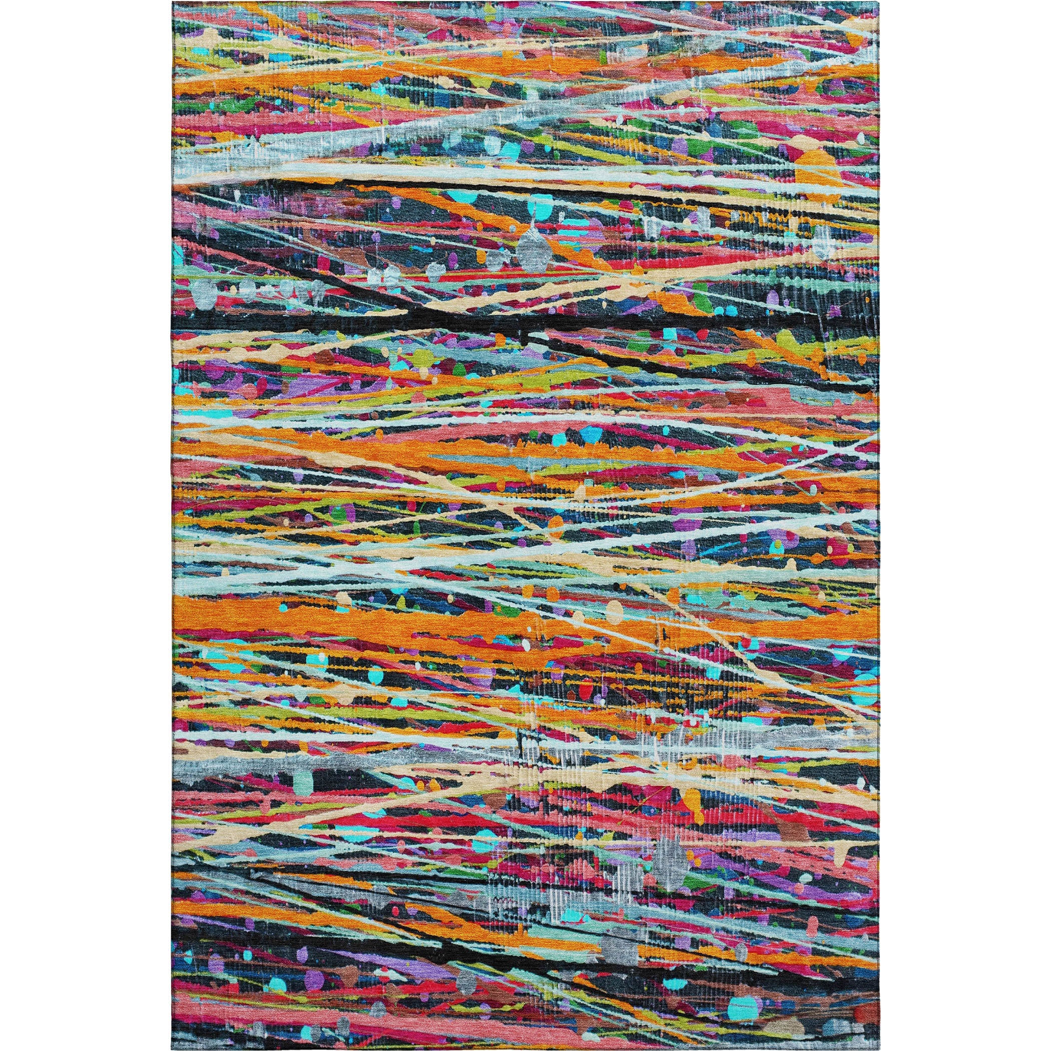 Luang Prabang Machine Washable Transitional Orange Rug 2'6" x 3'10" #shape_Rectangle