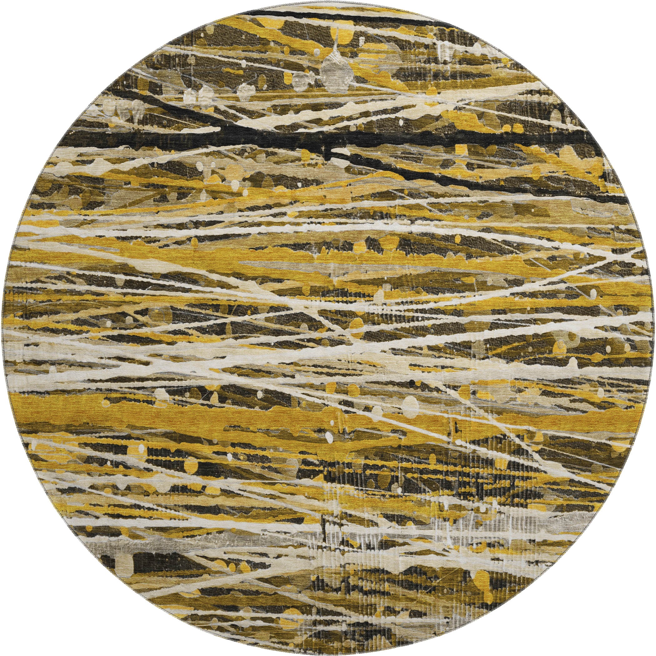 Cusco Machine Washable Transitional Brown Rug 8' x 8' #shape_Round