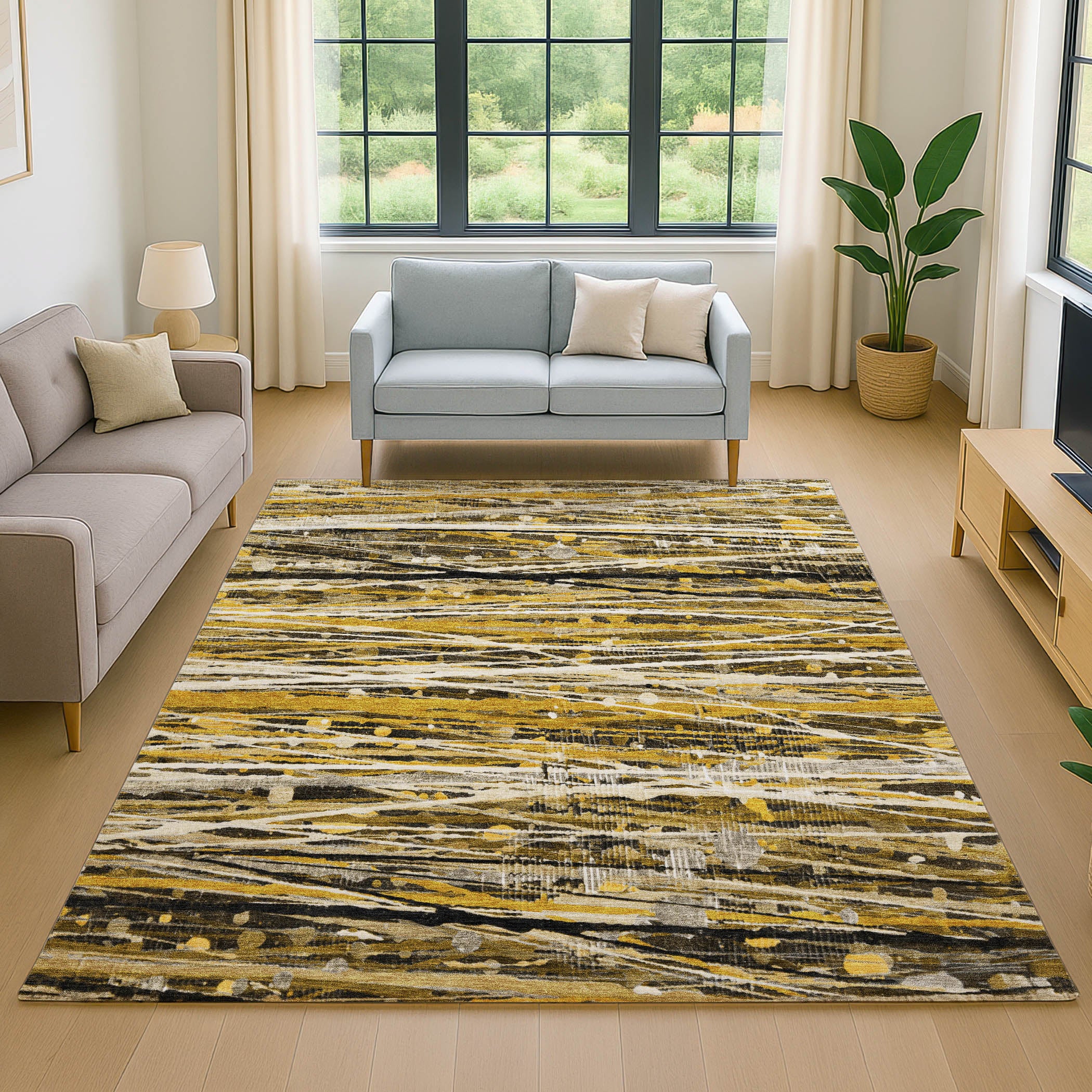 Cusco Machine Washable Transitional Brown Rug 2'6" x 3'10" #shape_Rectangle
