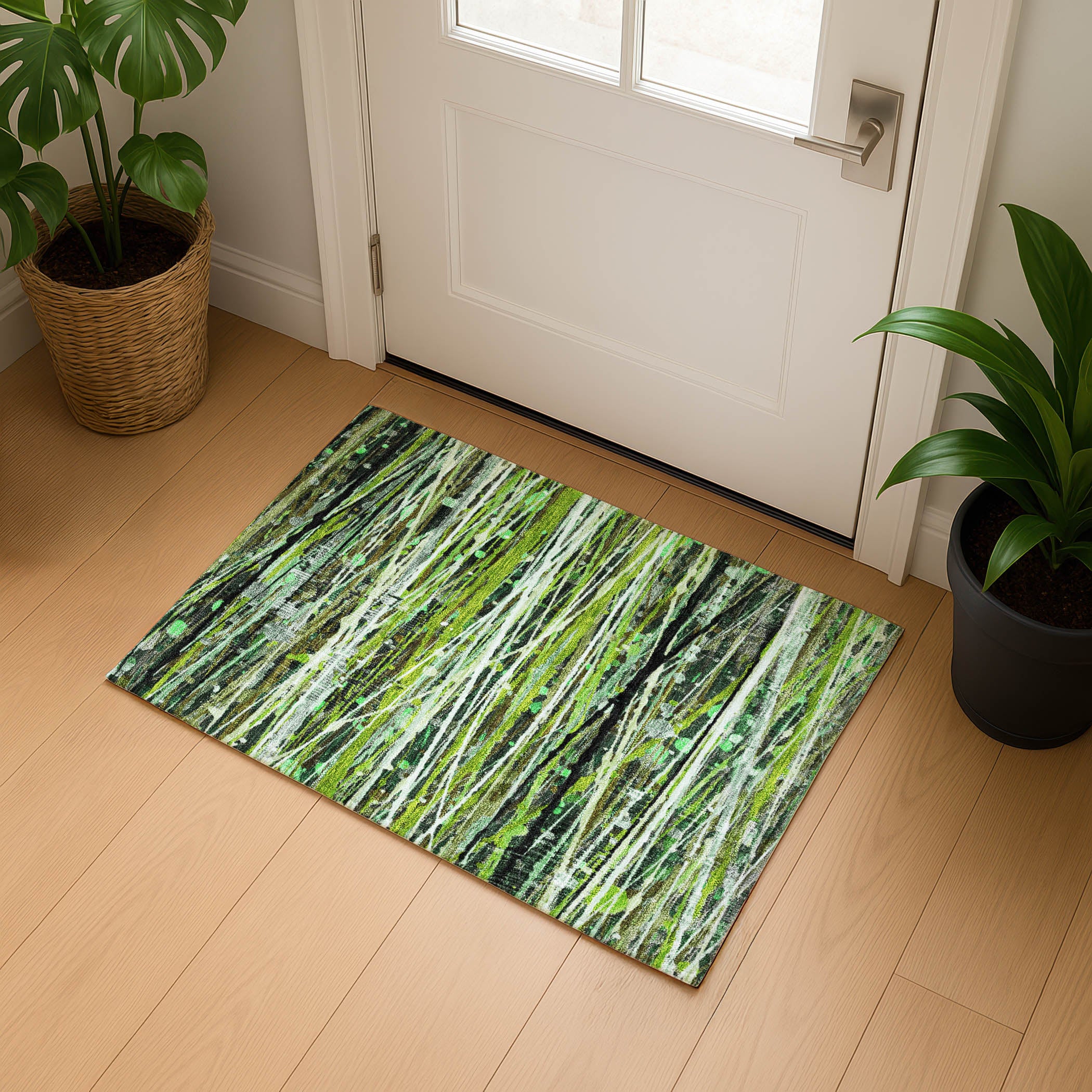 Cusco Machine Washable Transitional Green Rug 1'8" x 2'6" #shape_Rectangle