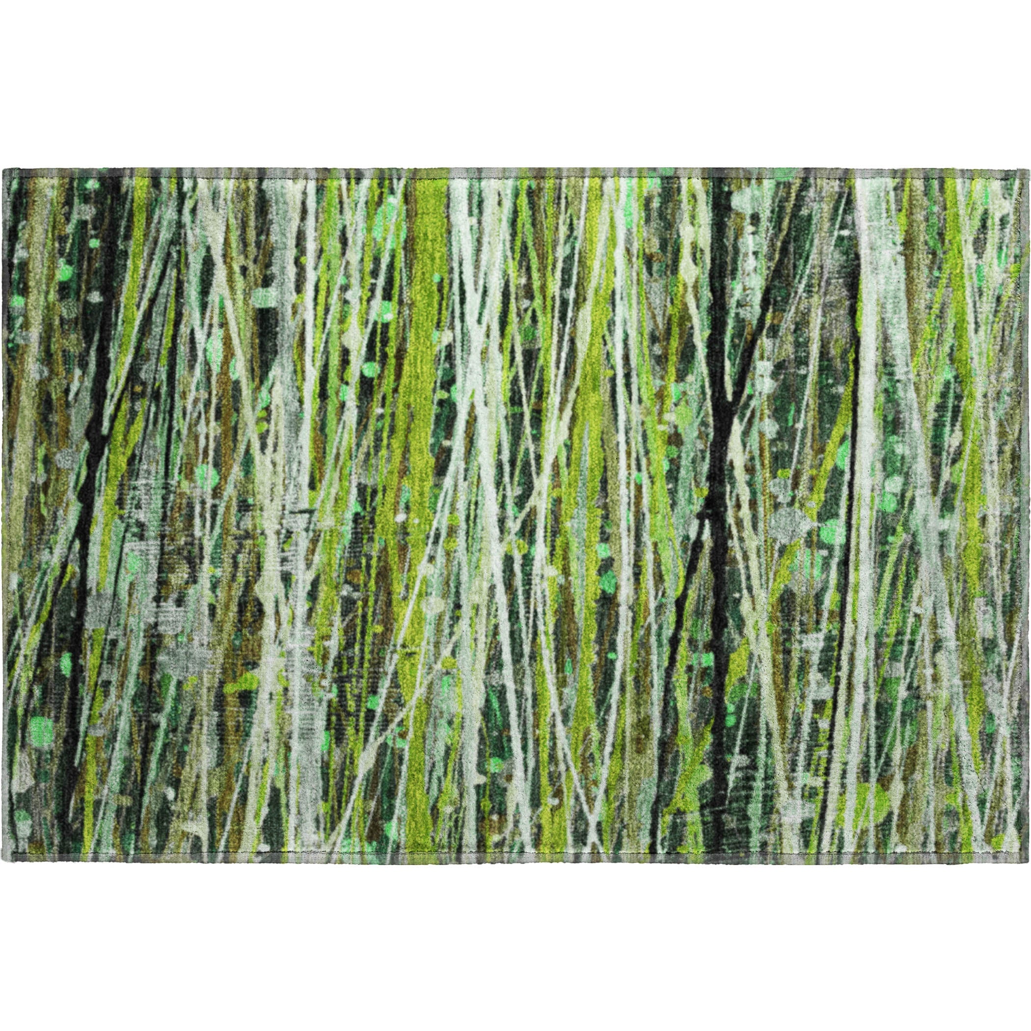 Cusco Machine Washable Transitional Green Rug 1'8" x 2'6" #shape_Rectangle