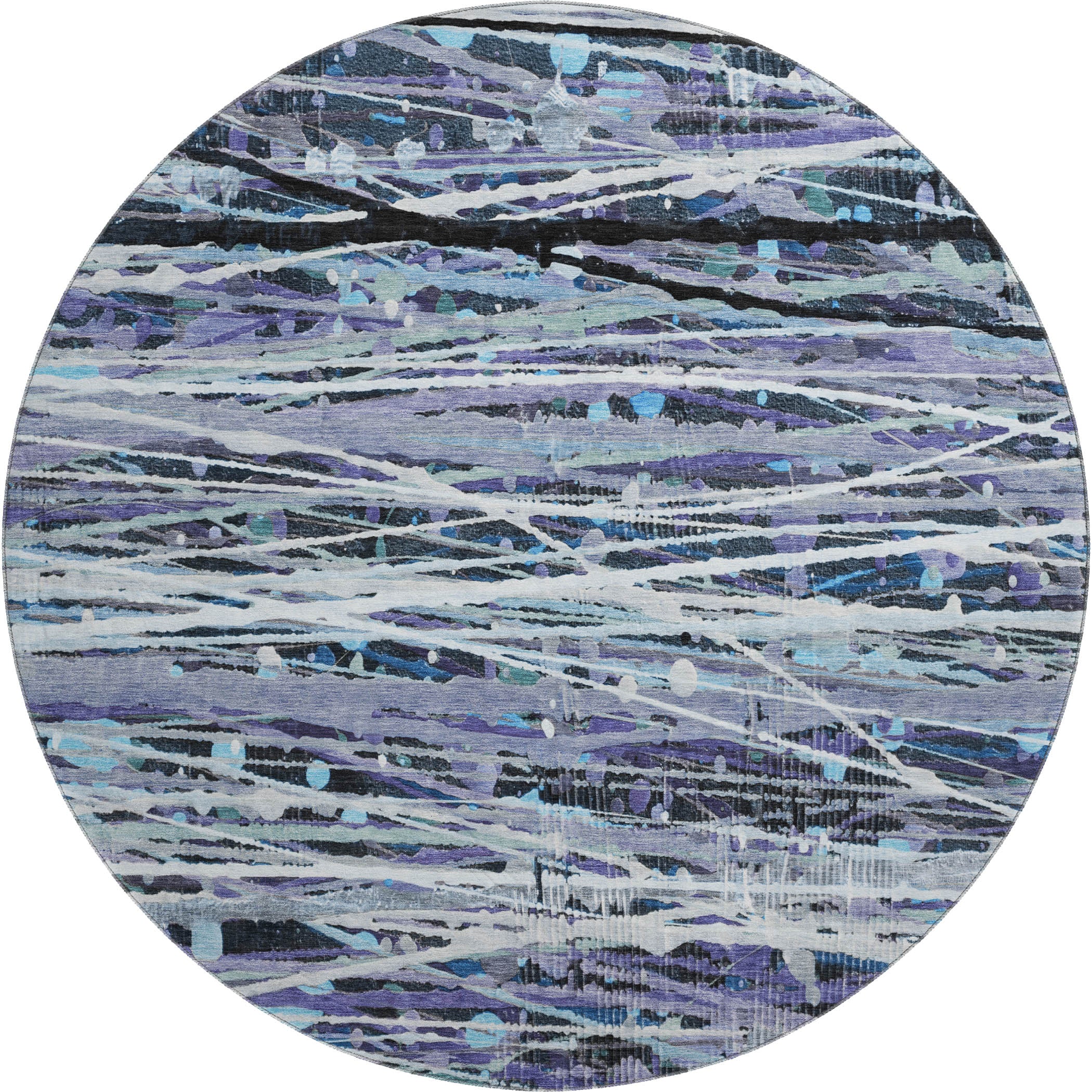 Cusco Machine Washable Transitional Purple Rug 8' x 8' #shape_Round