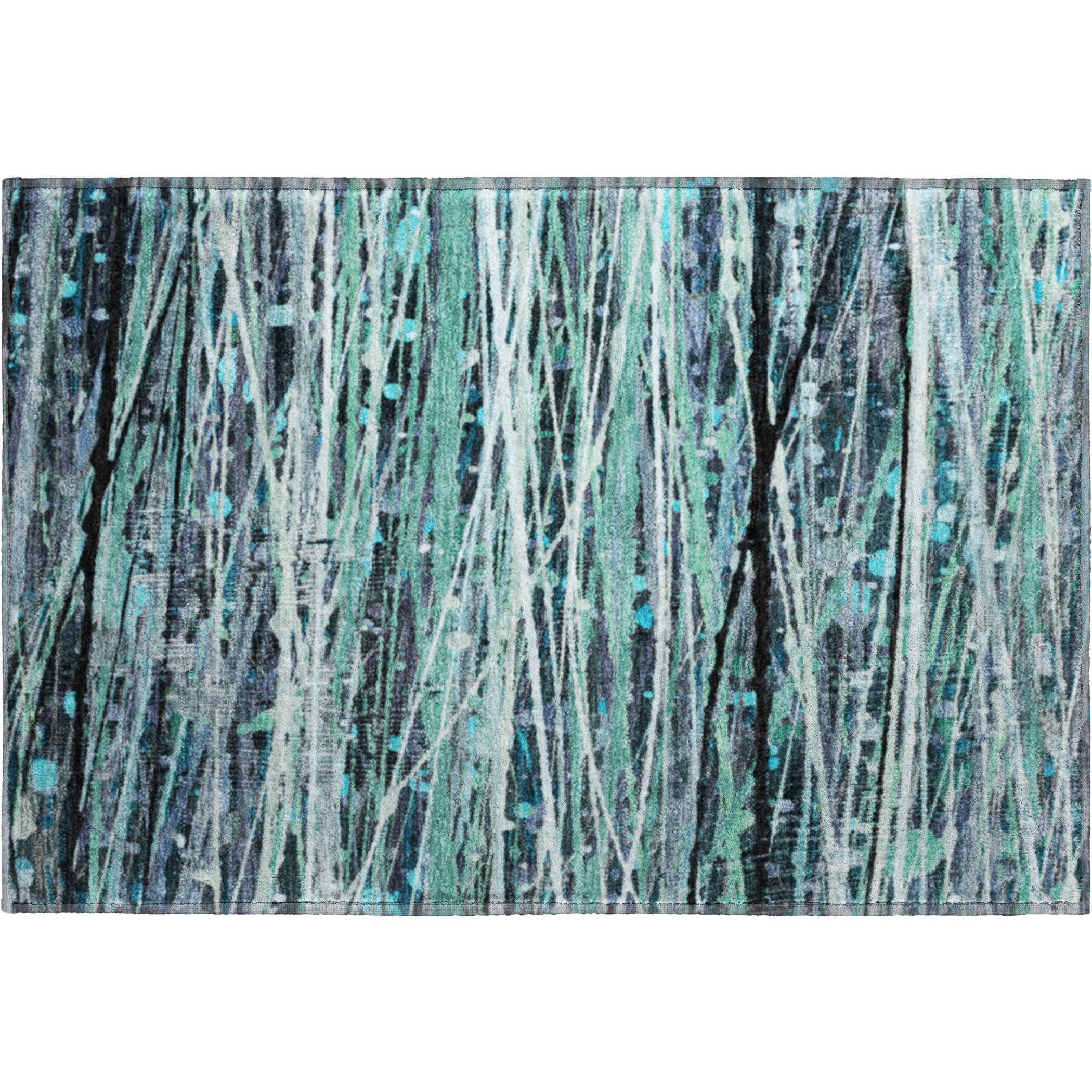 Cusco Machine Washable Transitional Teal Rug 1'8" x 2'6" #shape_Rectangle