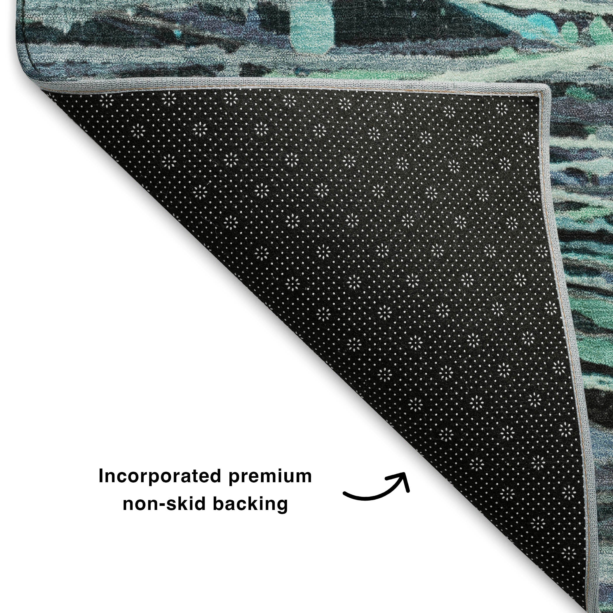 Cusco Machine Washable Transitional Teal Rug 1'8" x 2'6" #shape_Rectangle