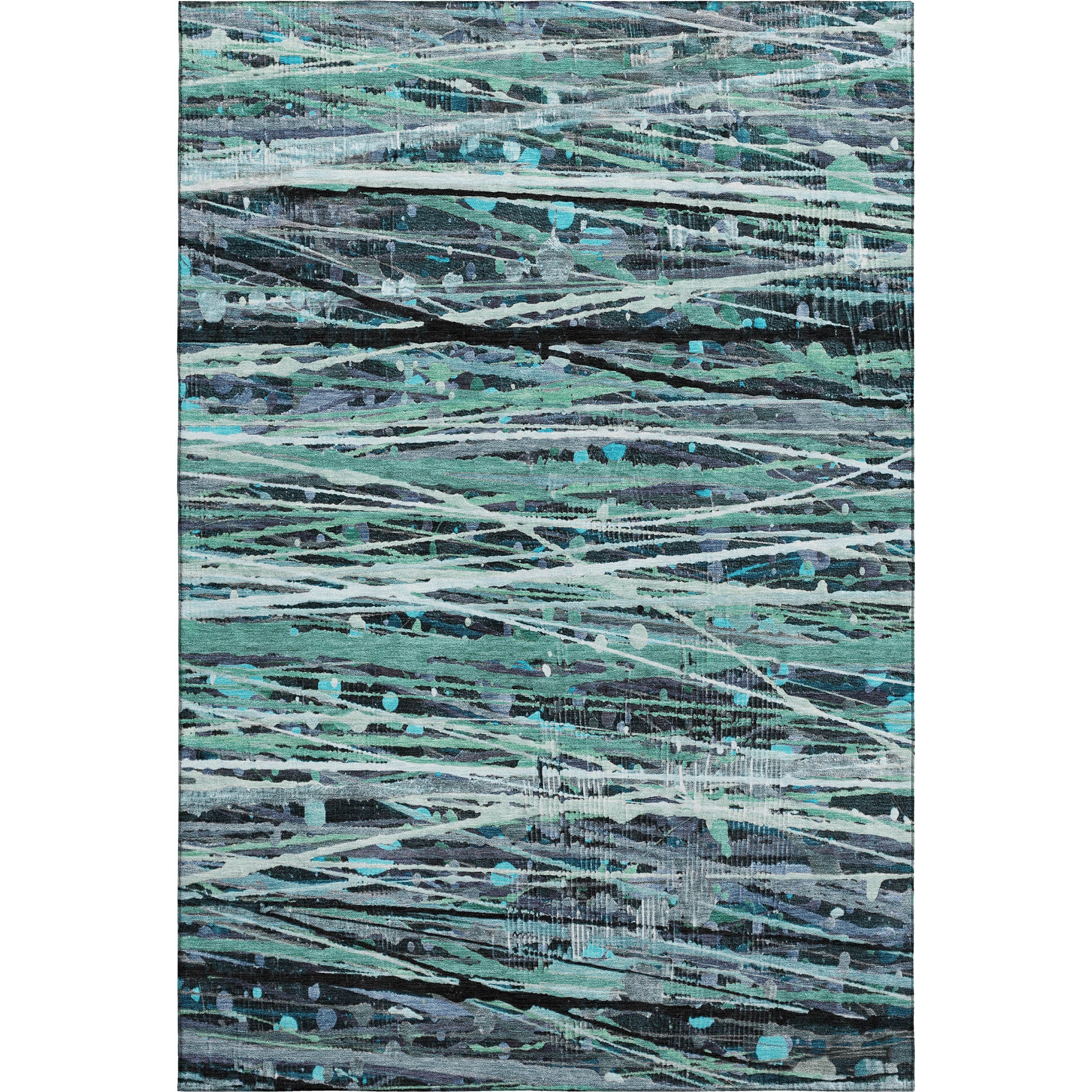 Cusco Machine Washable Transitional Teal Rug 2'6" x 3'10" #shape_Rectangle