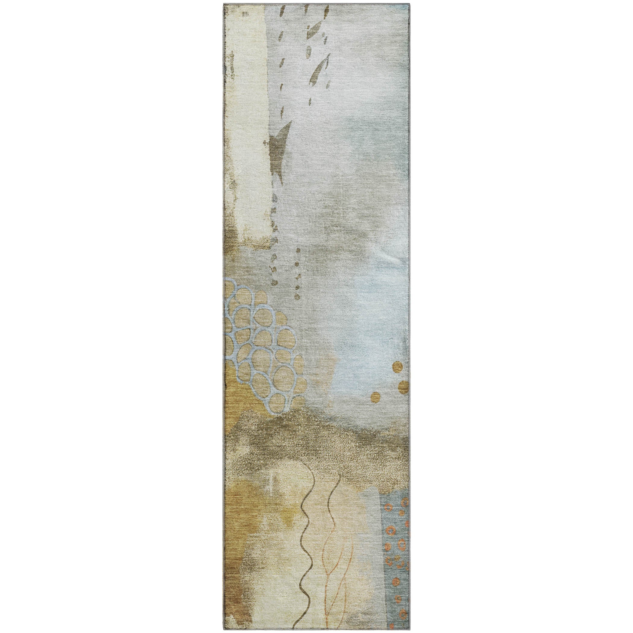 Cusco Machine Washable Transitional Brown Rug 2'3" x 7'6" #shape_Runner