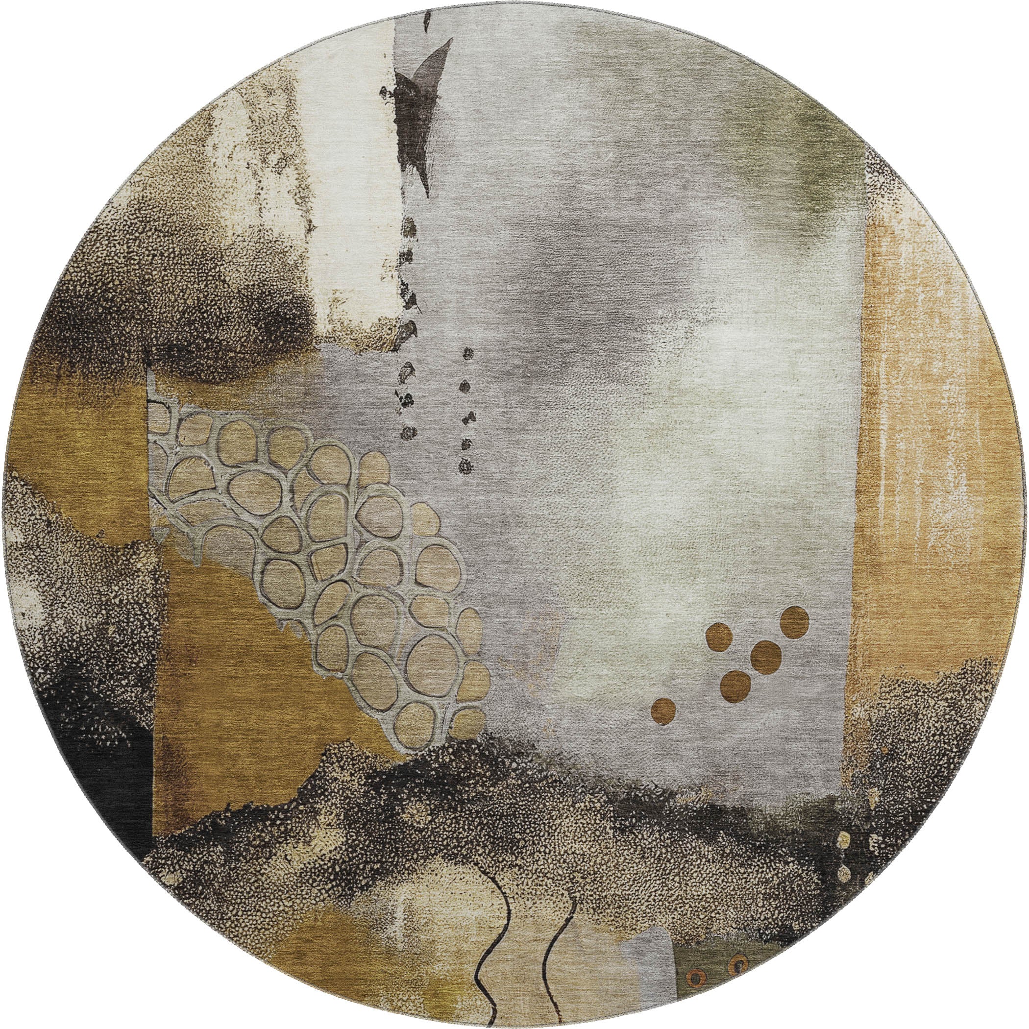 Cusco Machine Washable Transitional Chocolate Brown Rug 8' x 8' #shape_Round