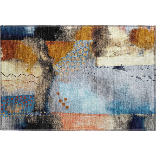 Cusco Machine Washable Transitional Copper Orange Rug 1'8" x 2'6"