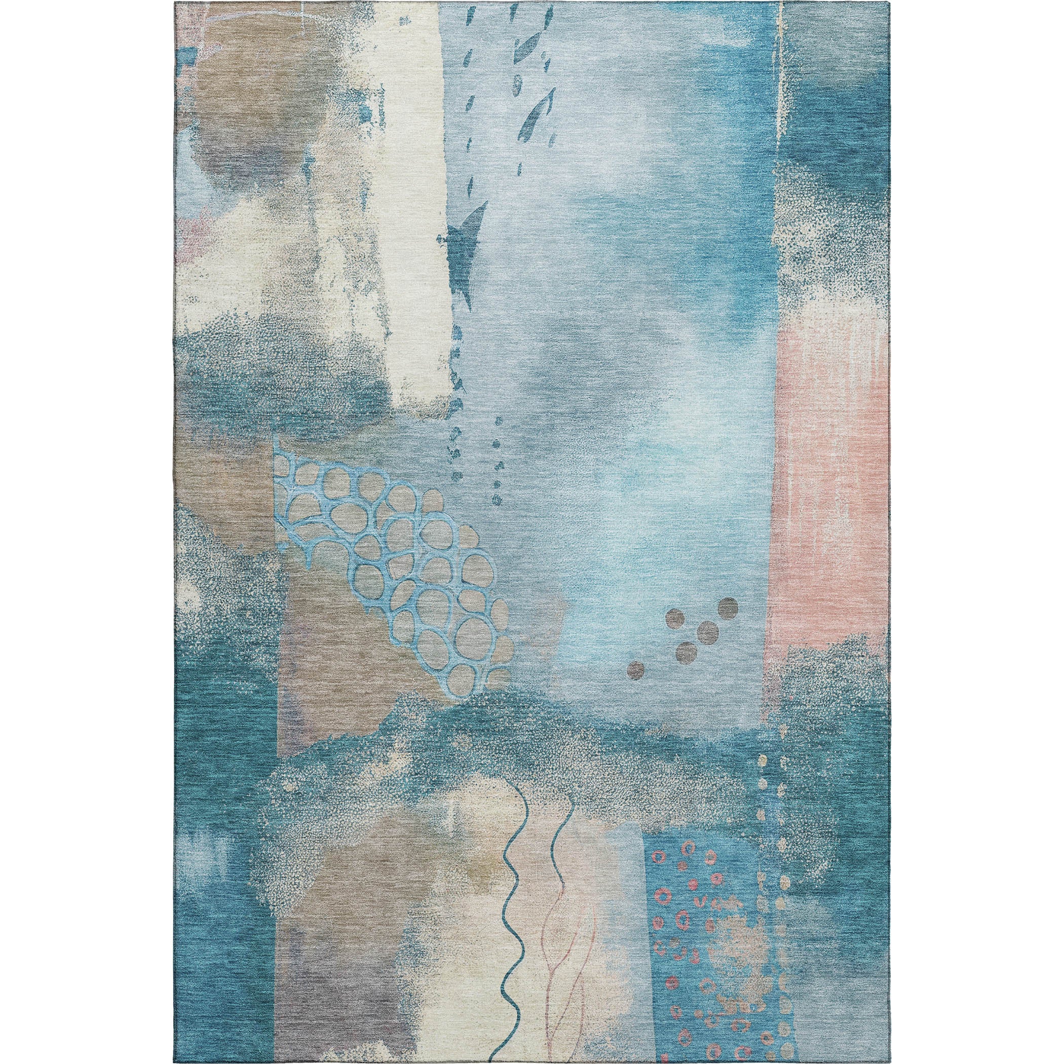Cusco Machine Washable Transitional Teal Rug 2'6" x 3'10" #shape_Rectangle