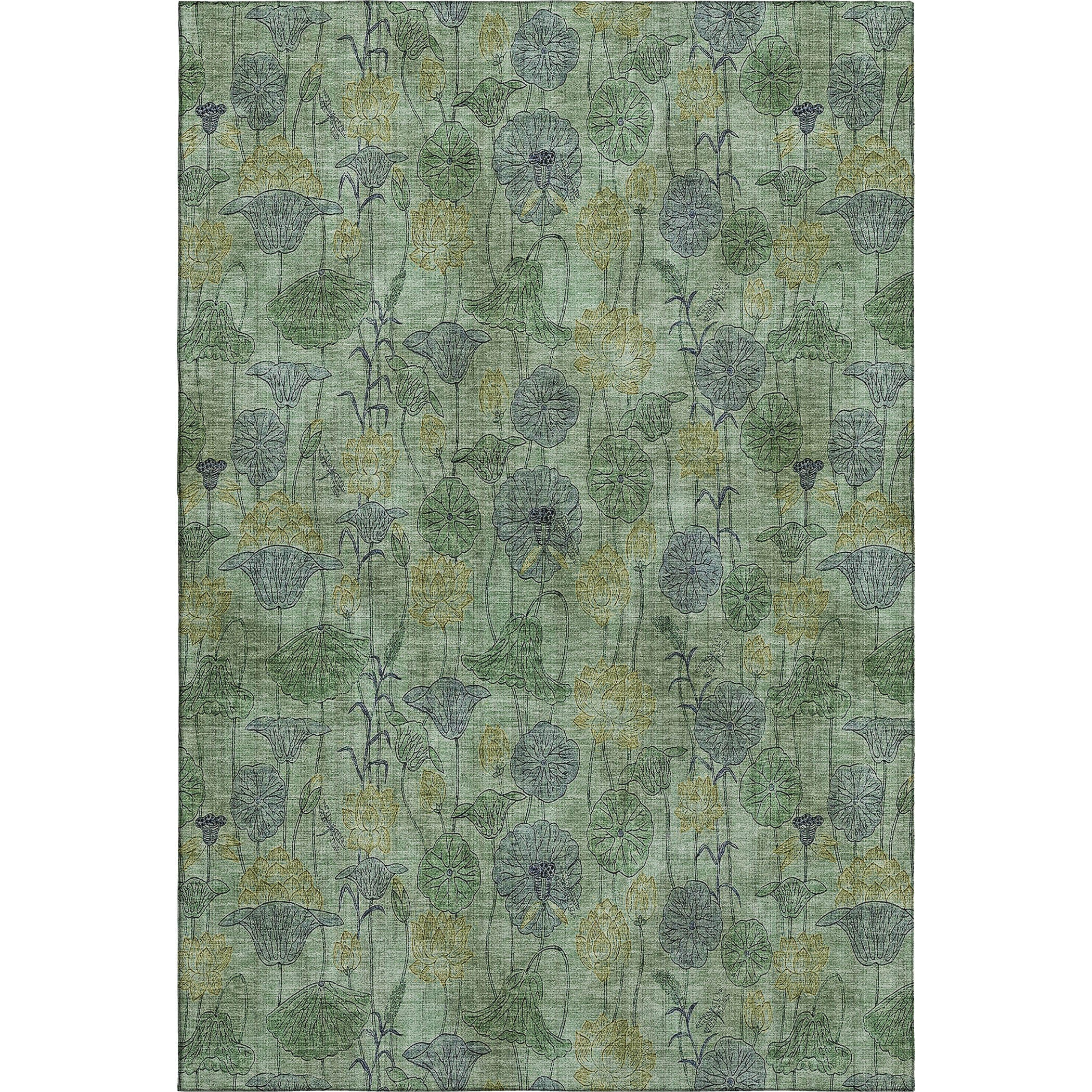 Sintra Machine Washable Transitional Aloe Green Rug 2'6" x 3'10" #shape_Rectangle