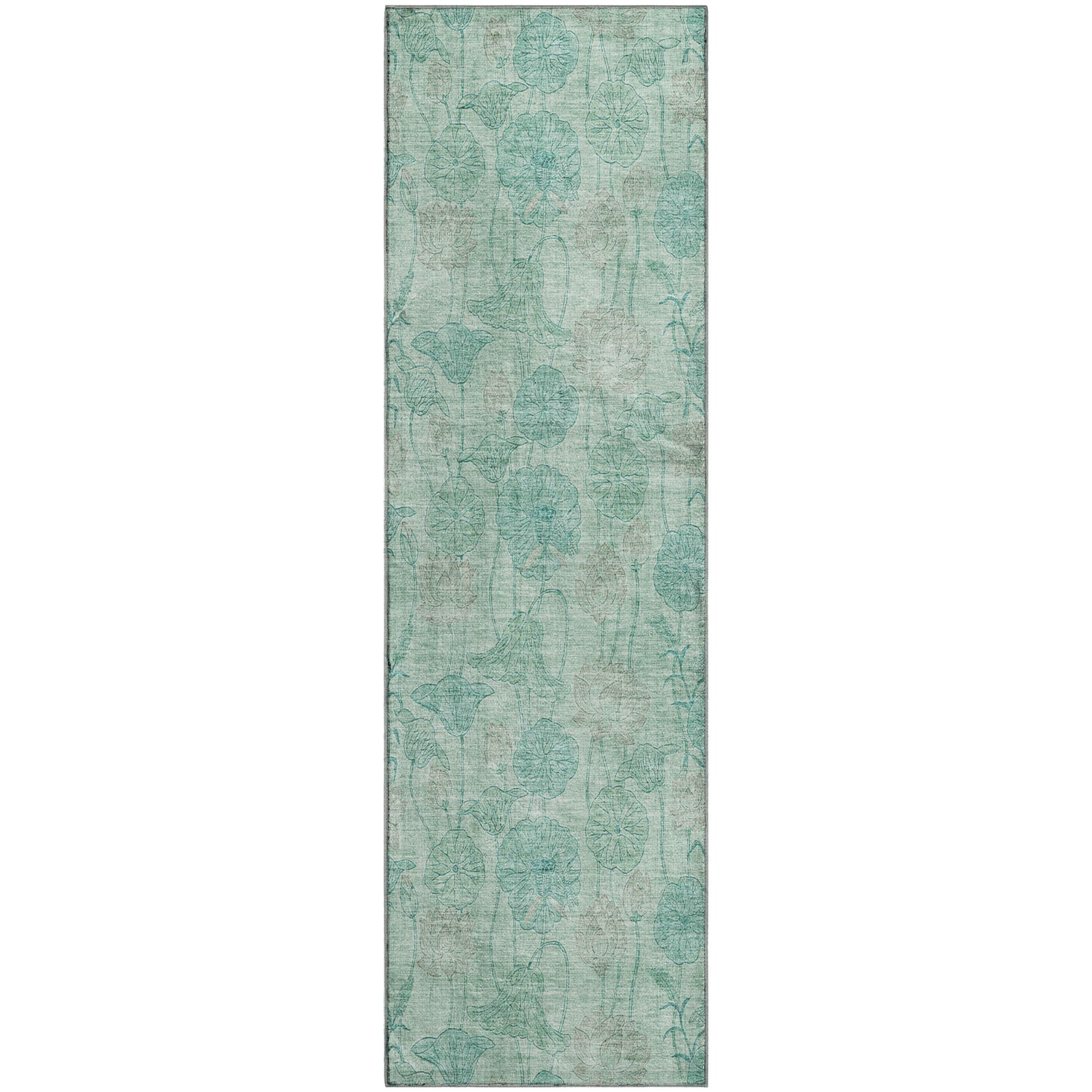 Sintra Machine Washable Transitional Aqua Teal Rug 2'3" x 7'6" #shape_Runner