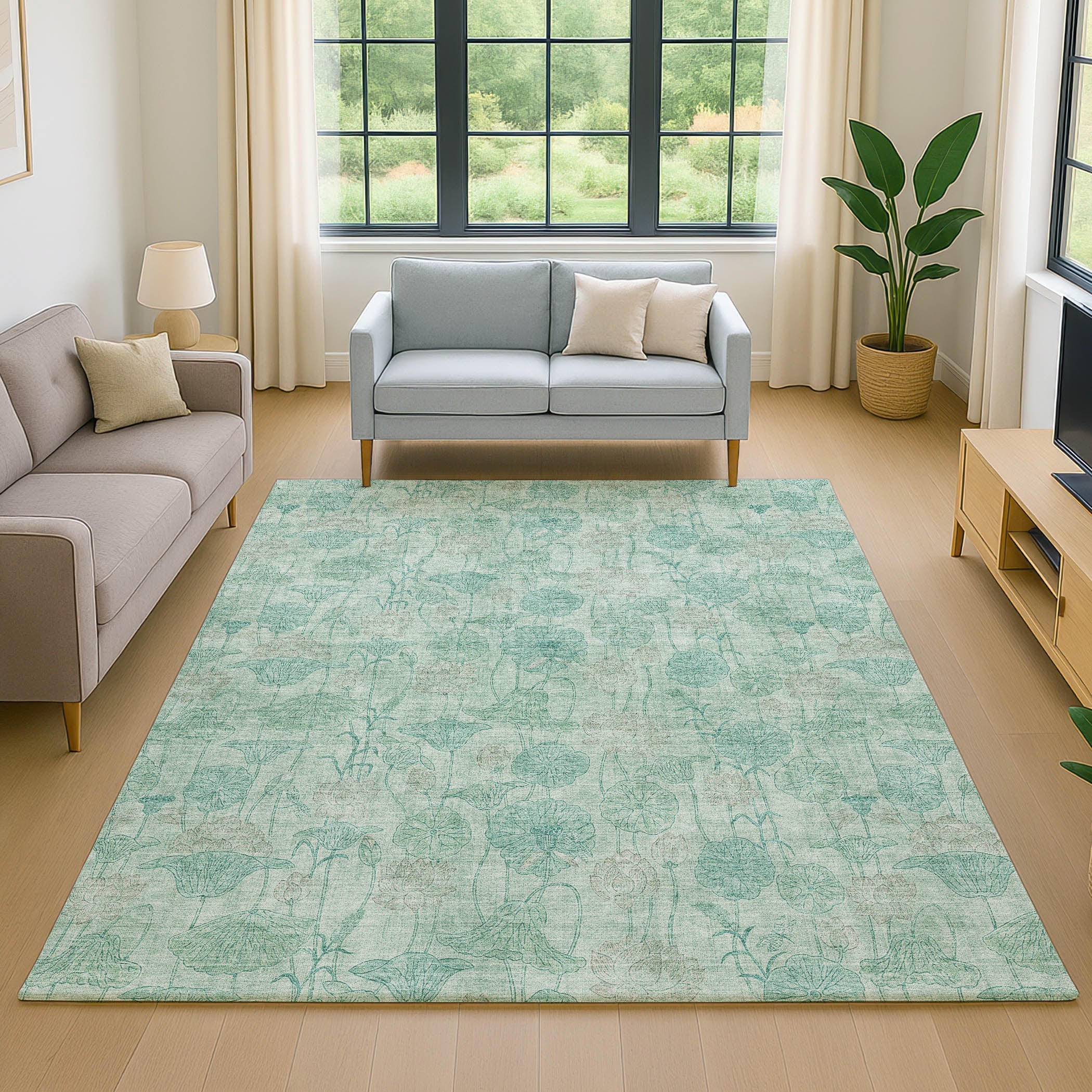 Sintra Machine Washable Transitional Aqua Teal Rug 2'6" x 3'10" #shape_Rectangle