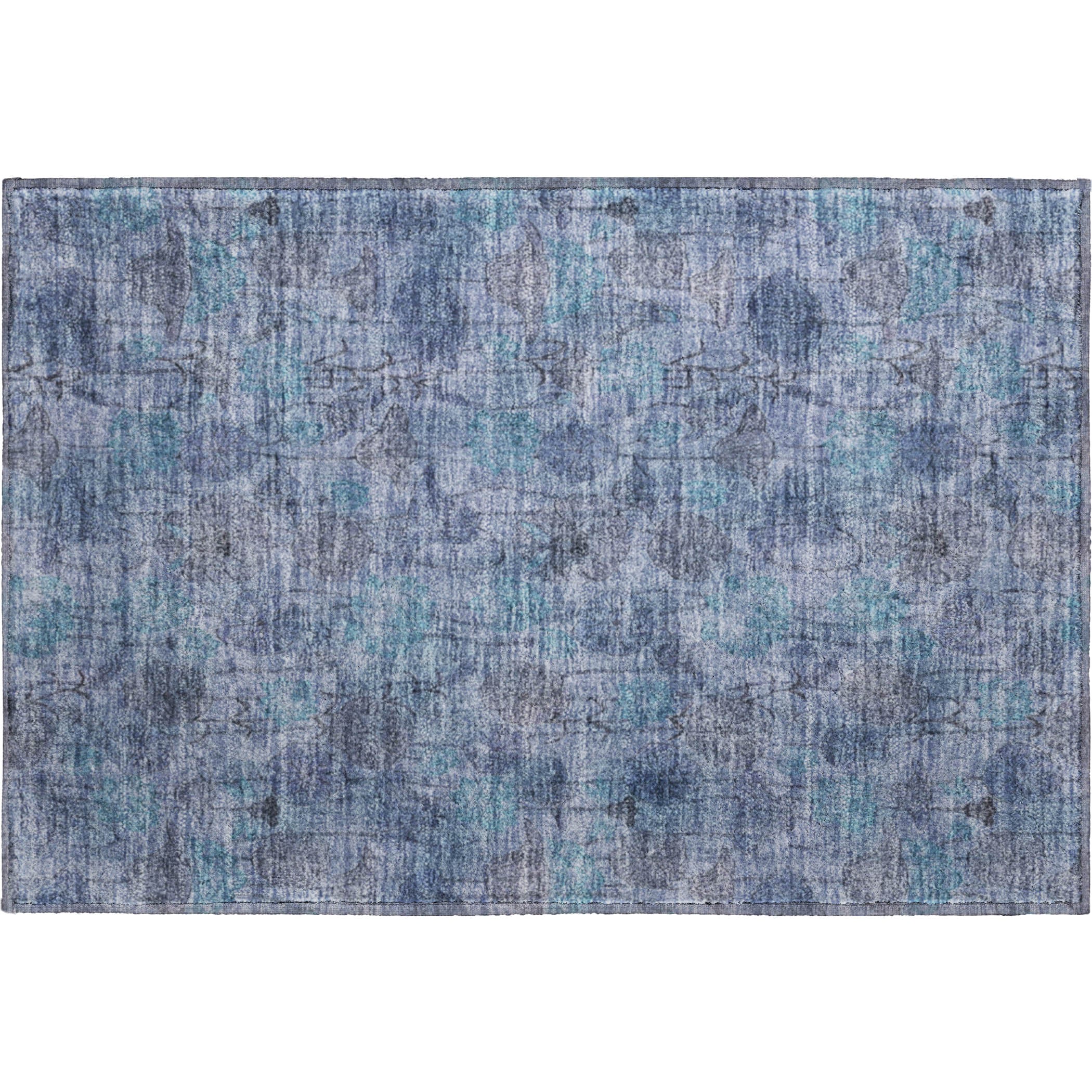 Sintra Machine Washable Transitional Blue Rug 1'8" x 2'6" #shape_Rectangle