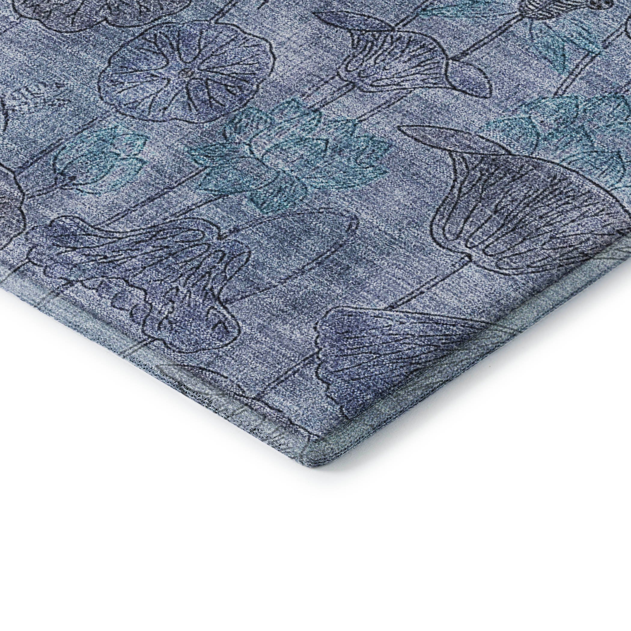 Sintra Machine Washable Transitional Blue Rug 1'8" x 2'6" #shape_Rectangle