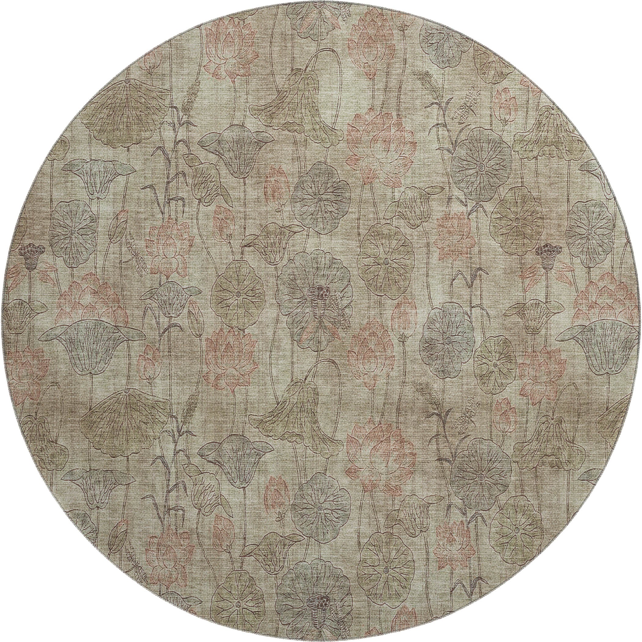 Sintra Machine Washable Transitional Brown Rug 8' x 8' #shape_Round