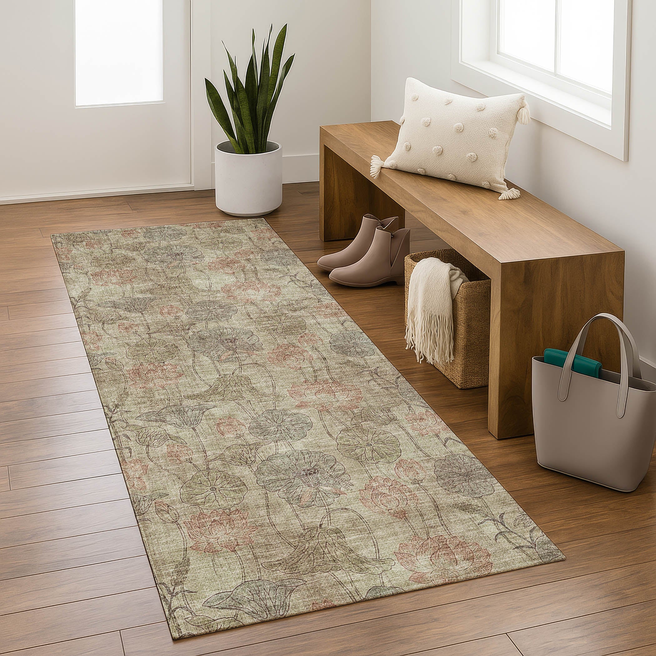 Sintra Machine Washable Transitional Brown Rug 2'3" x 7'6" #shape_Runner