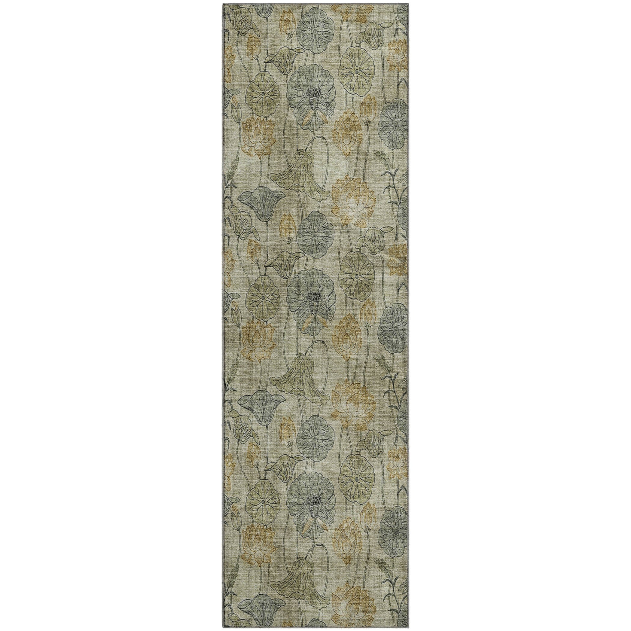 Sintra Machine Washable Transitional Khaki Brown Rug 2'3" x 7'6" #shape_Runner