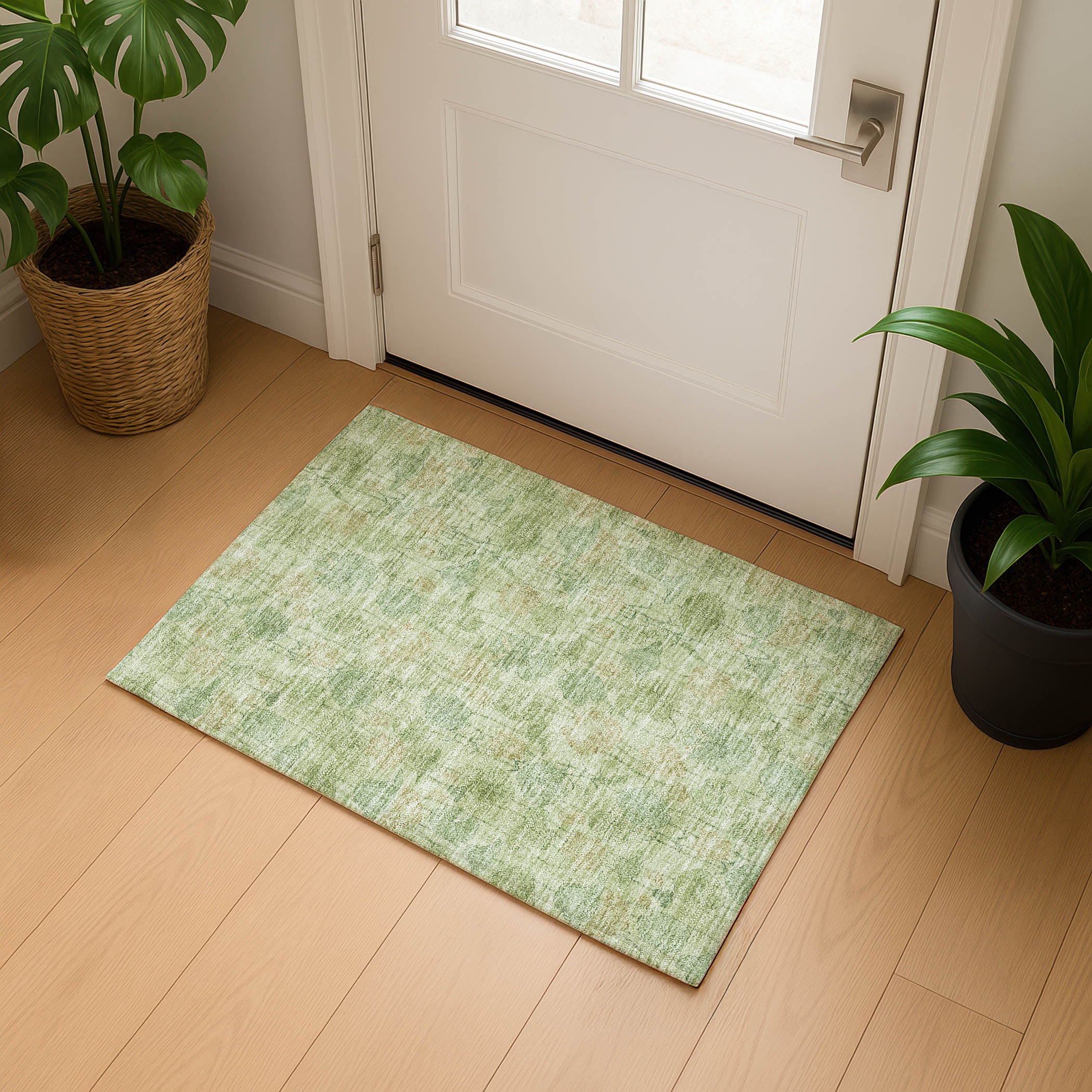 Sintra Machine Washable Transitional Sage Green Rug 1'8" x 2'6" #shape_Rectangle