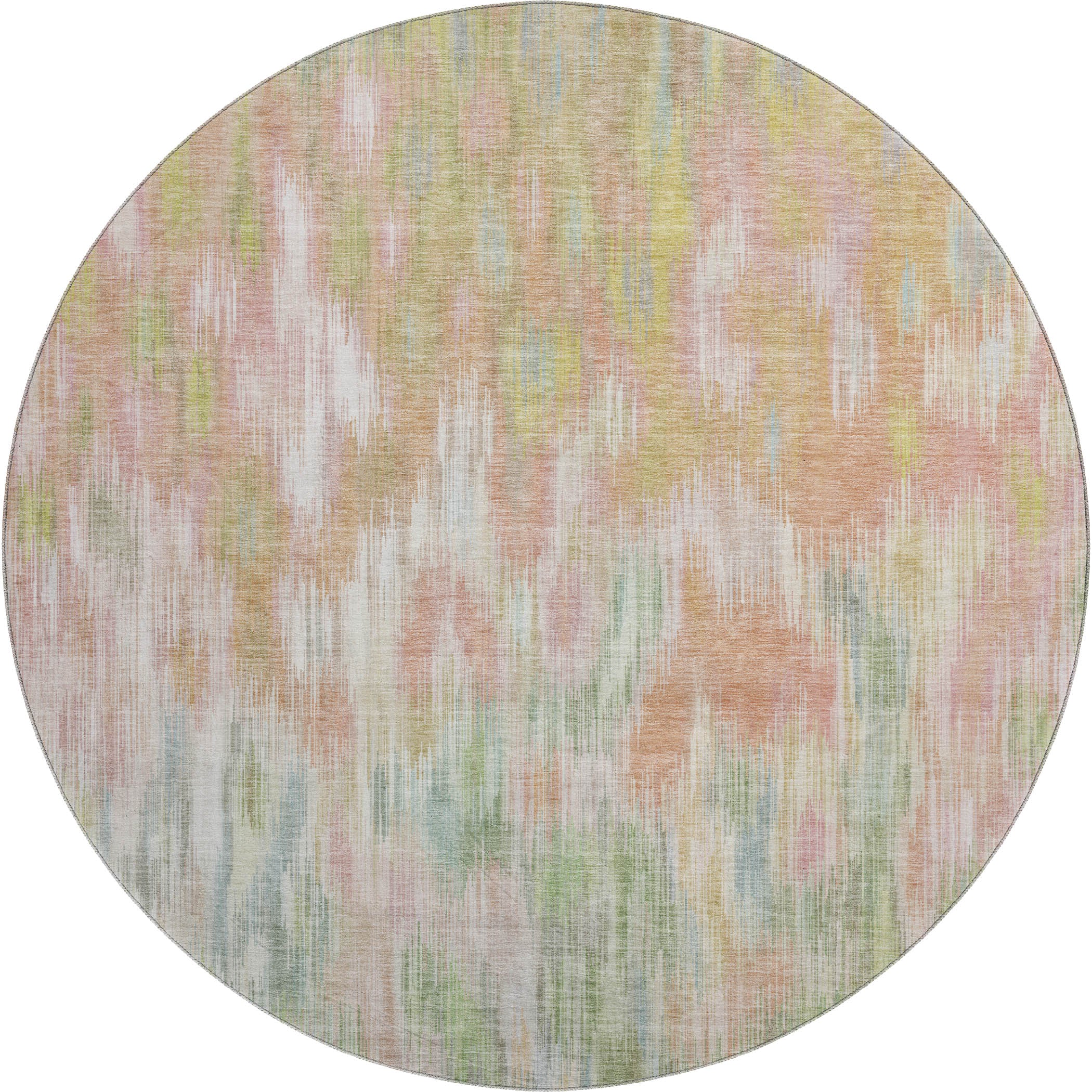 Mostar Machine Washable Transitional Coral Orange Rug 8' x 8' #shape_Round