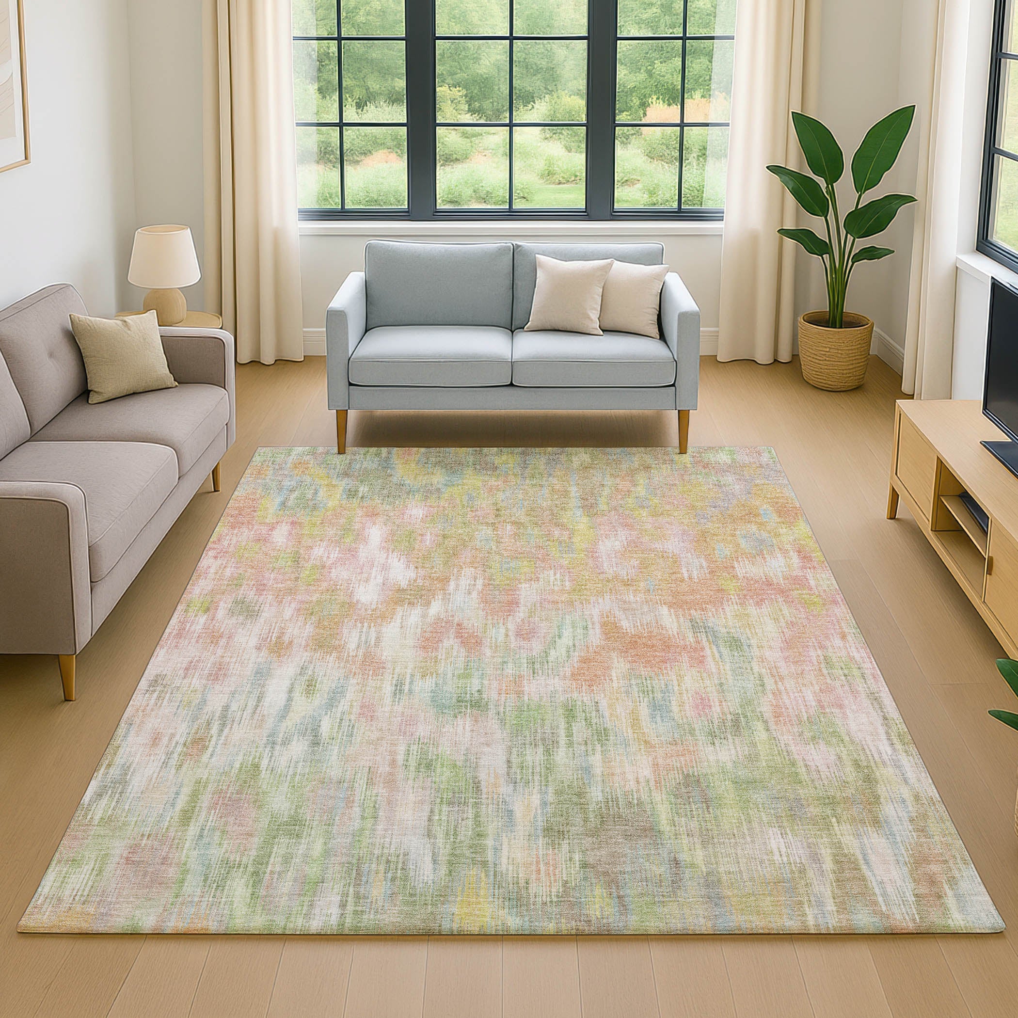 Mostar Machine Washable Transitional Coral Orange Rug 2'6" x 3'10" #shape_Rectangle
