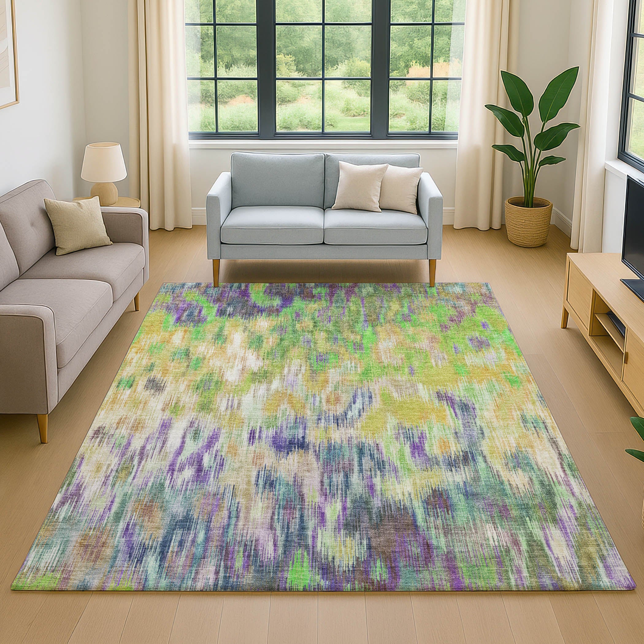 Mostar Machine Washable Transitional Green Rug 2'6" x 3'10" #shape_Rectangle