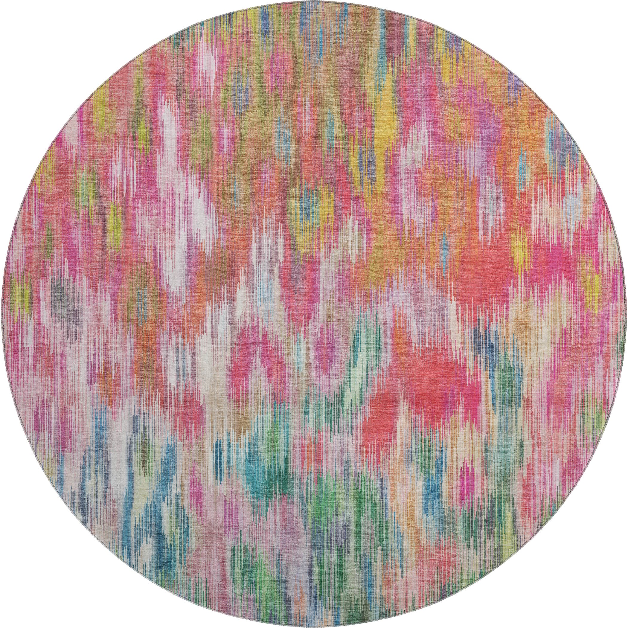 Mostar Machine Washable Transitional Pink Rug 8' x 8' #shape_Round
