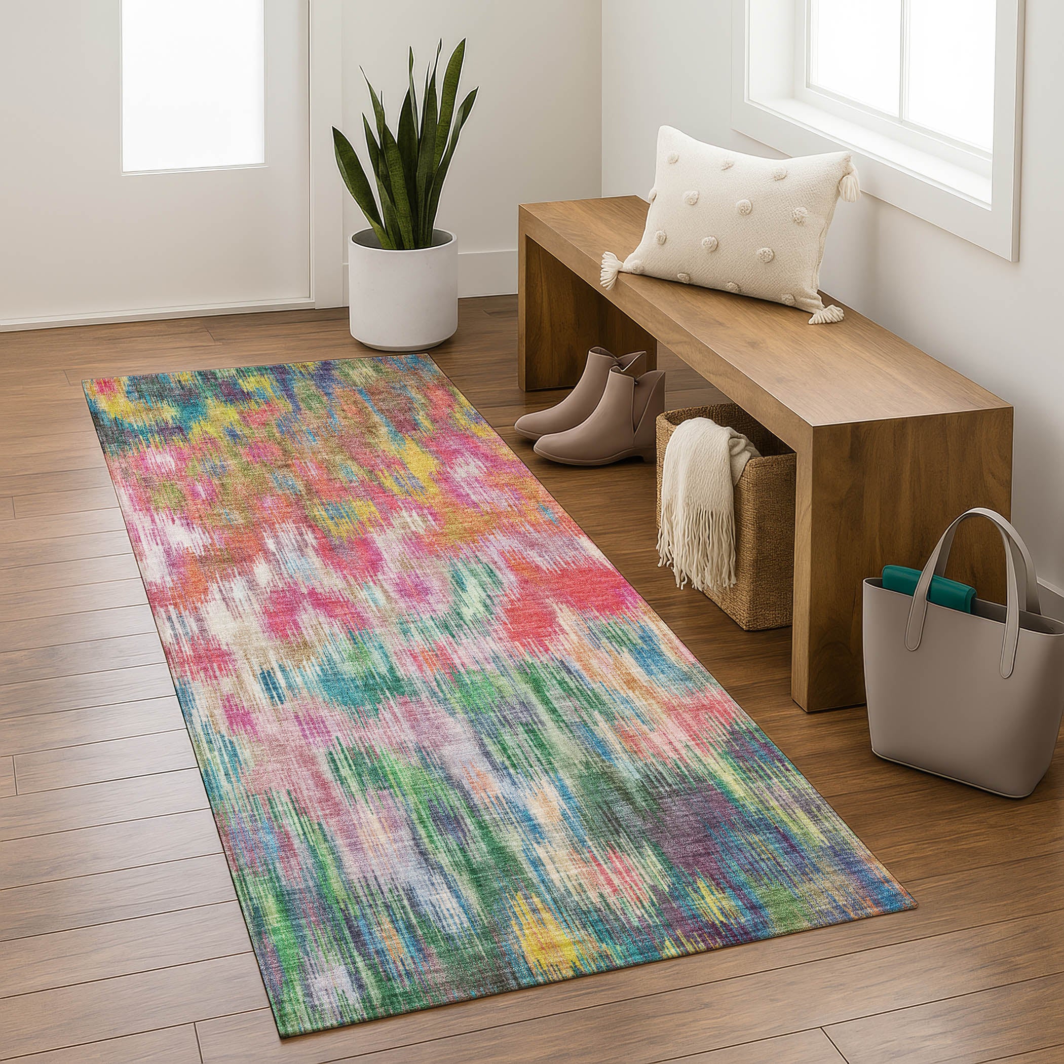 Mostar Machine Washable Transitional Pink Rug 2'3" x 7'6" #shape_Runner