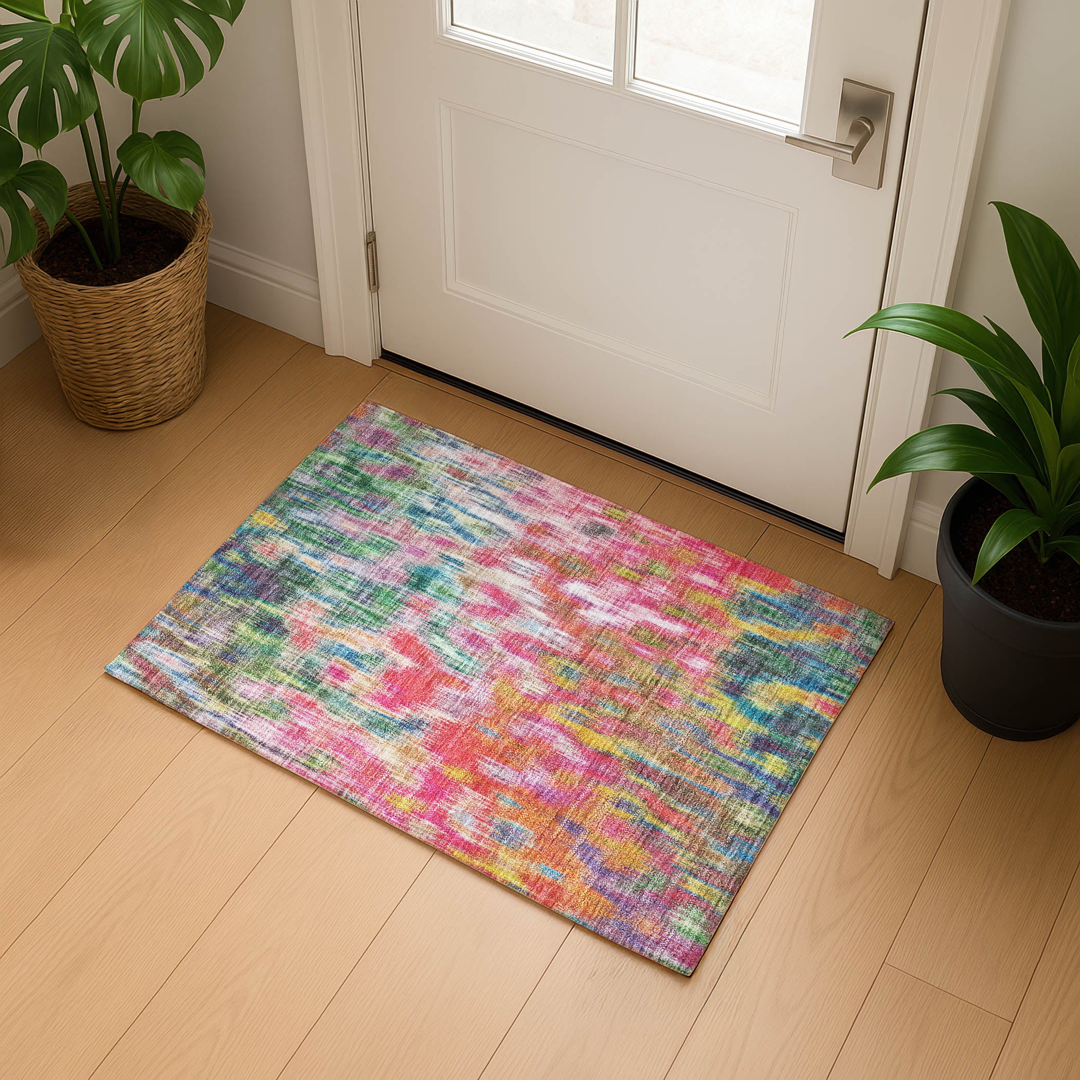 Mostar Machine Washable Transitional Pink Rug 1'8" x 2'6" #shape_Rectangle
