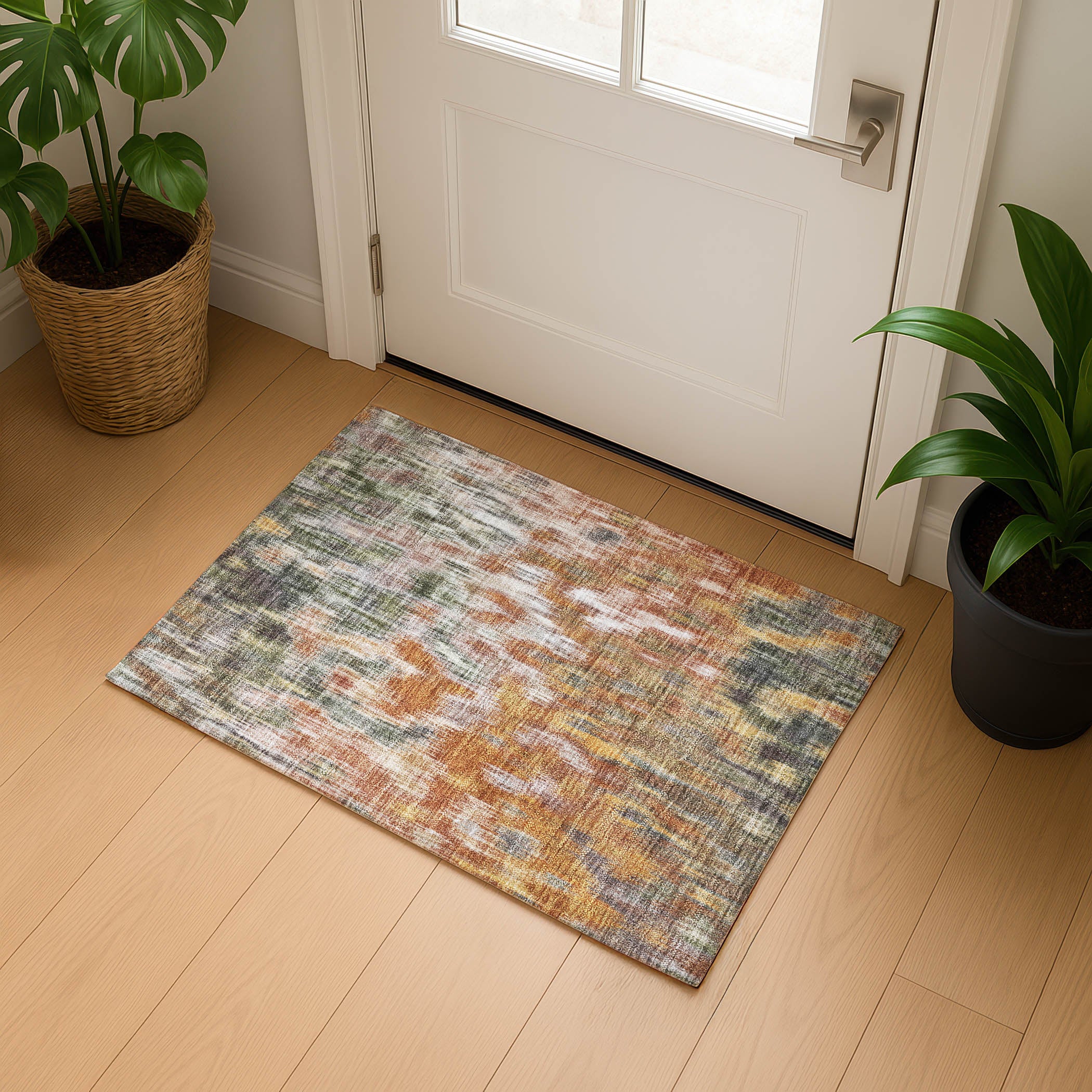 Mostar Machine Washable Transitional Terracotta Orange Rug 1'8" x 2'6" #shape_Rectangle