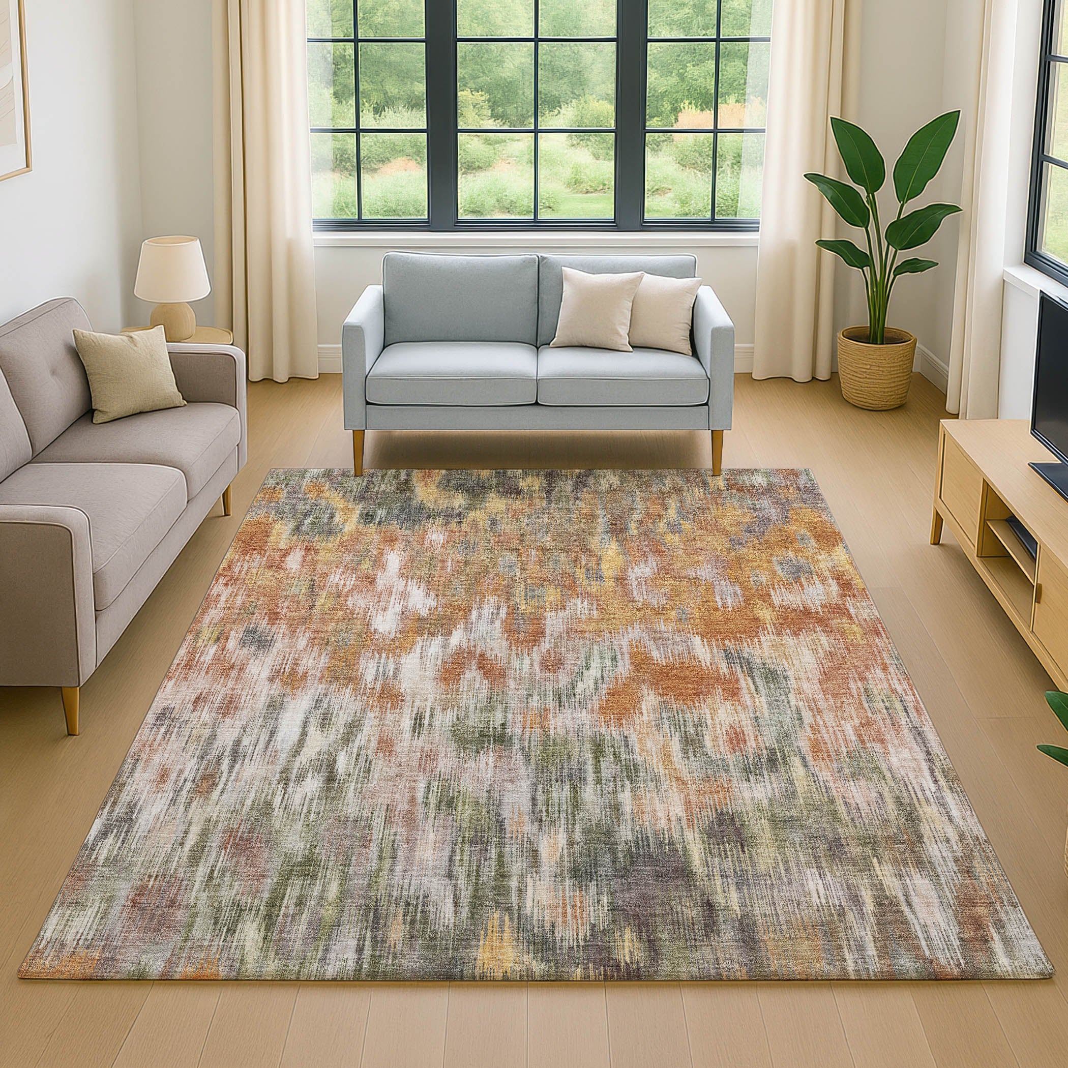 Mostar Machine Washable Transitional Terracotta Orange Rug 2'6" x 3'10" #shape_Rectangle