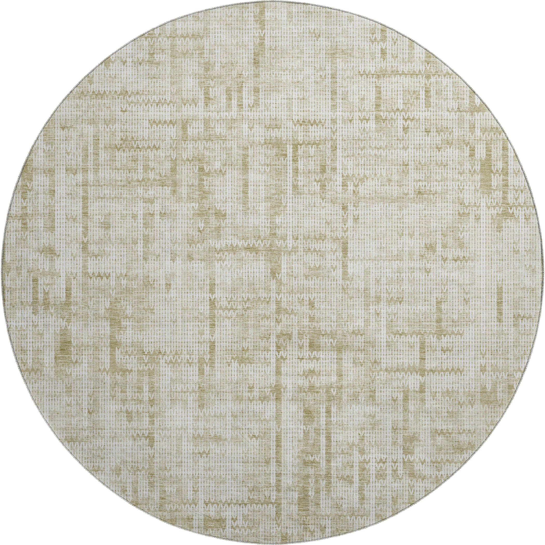 Kotor Machine Washable Transitional Beige Brown Rug 8' x 8' #shape_Round