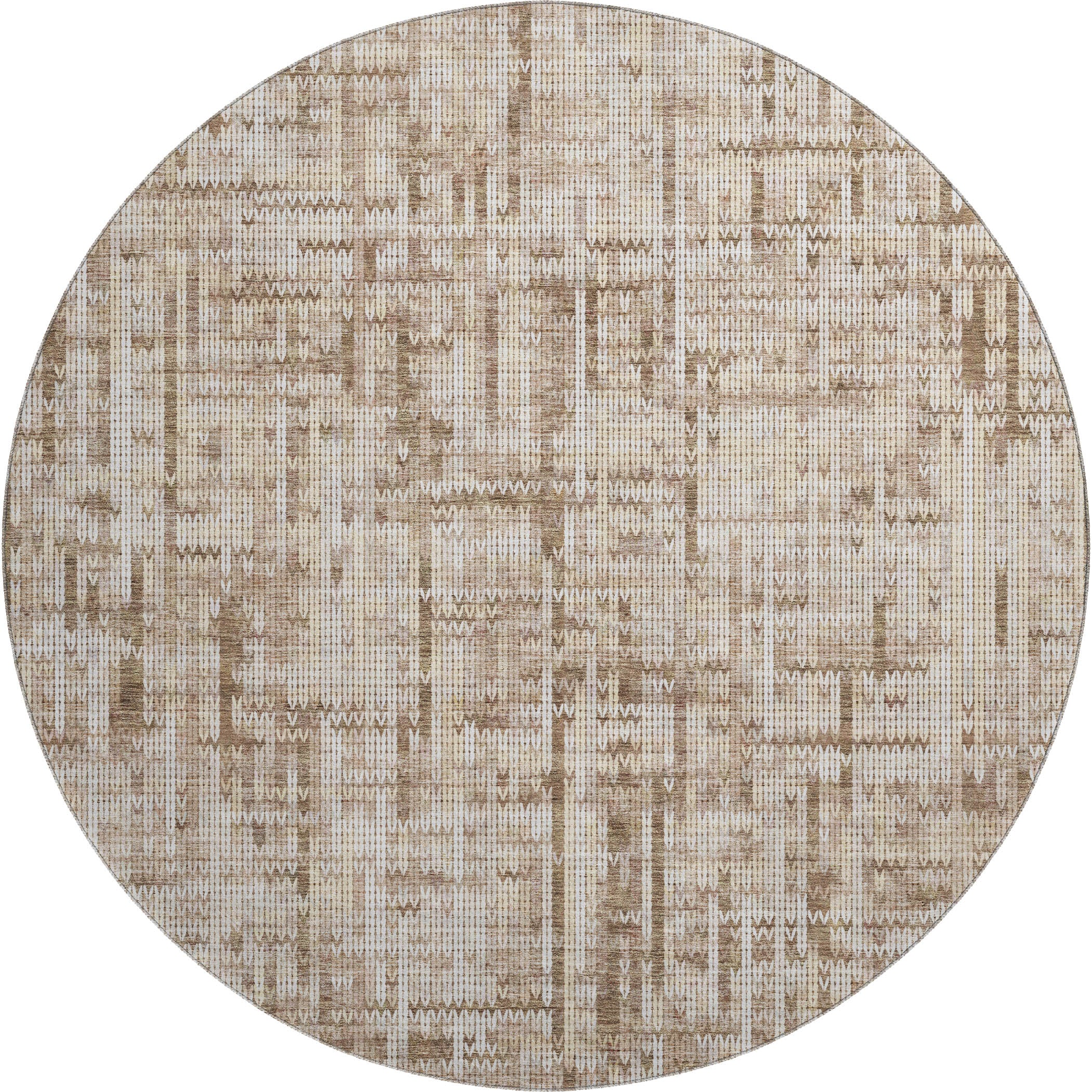 Kotor Machine Washable Transitional Brown Rug 8' x 8' #shape_Round