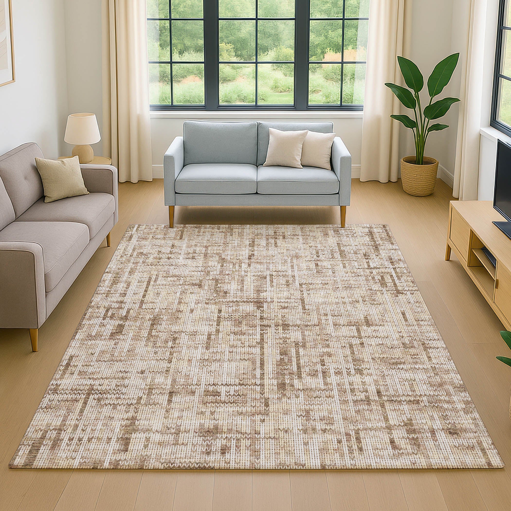 Kotor Machine Washable Transitional Brown Rug 2'6" x 3'10" #shape_Rectangle