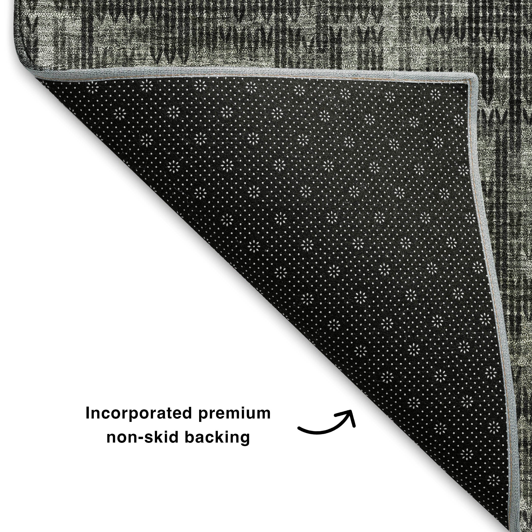 Kotor Machine Washable Transitional Charcoal Gray Rug 1'8" x 2'6" #shape_Rectangle