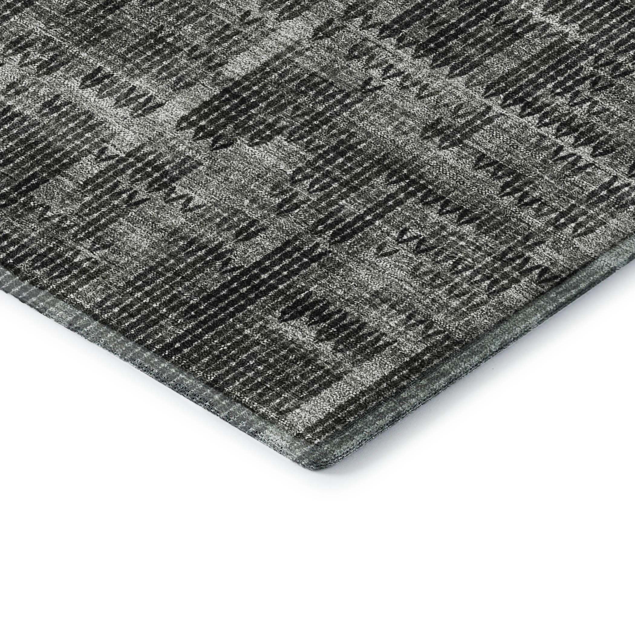 Kotor Machine Washable Transitional Charcoal Gray Rug 1'8" x 2'6" #shape_Rectangle