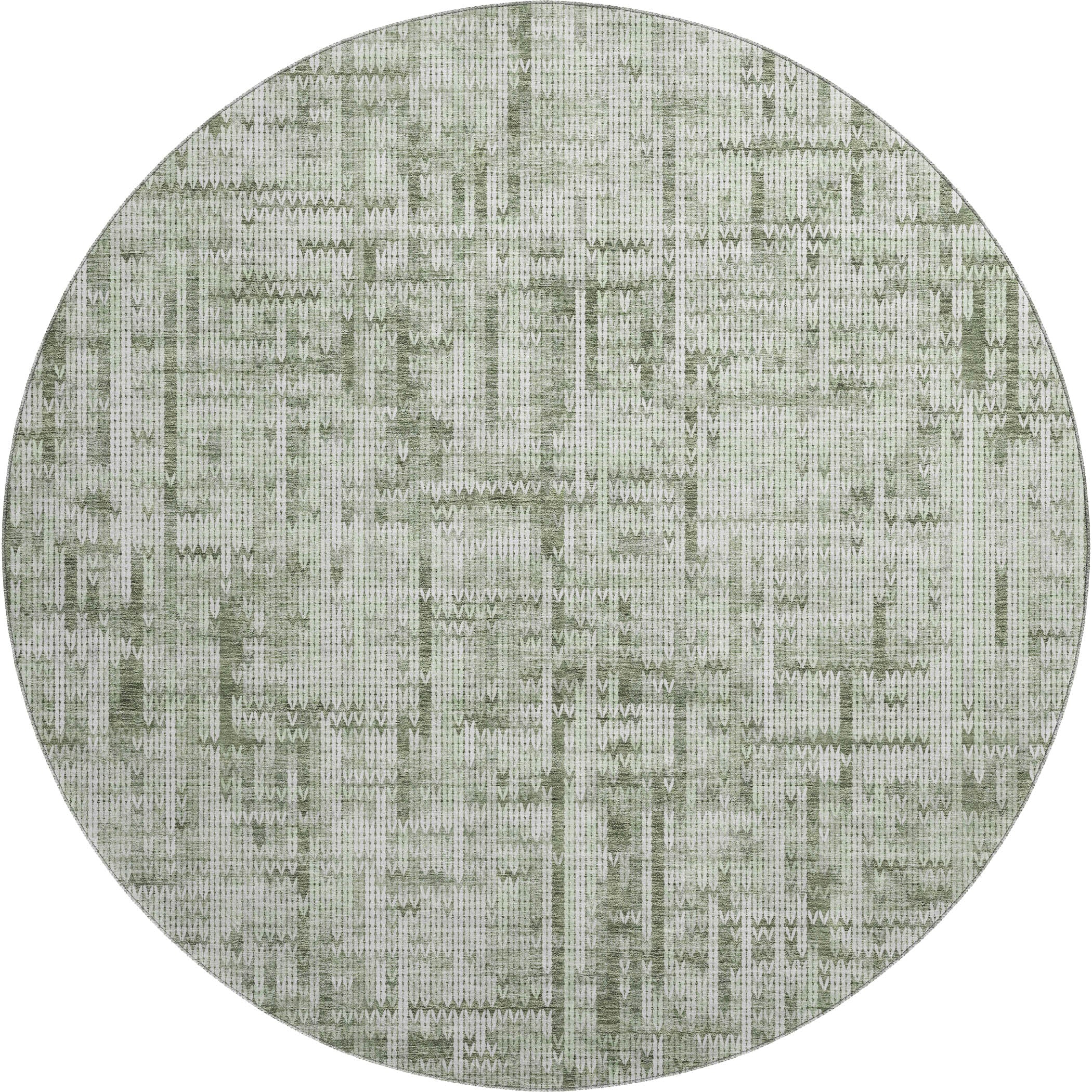 Kotor Machine Washable Transitional Green Rug 8' x 8' #shape_Round