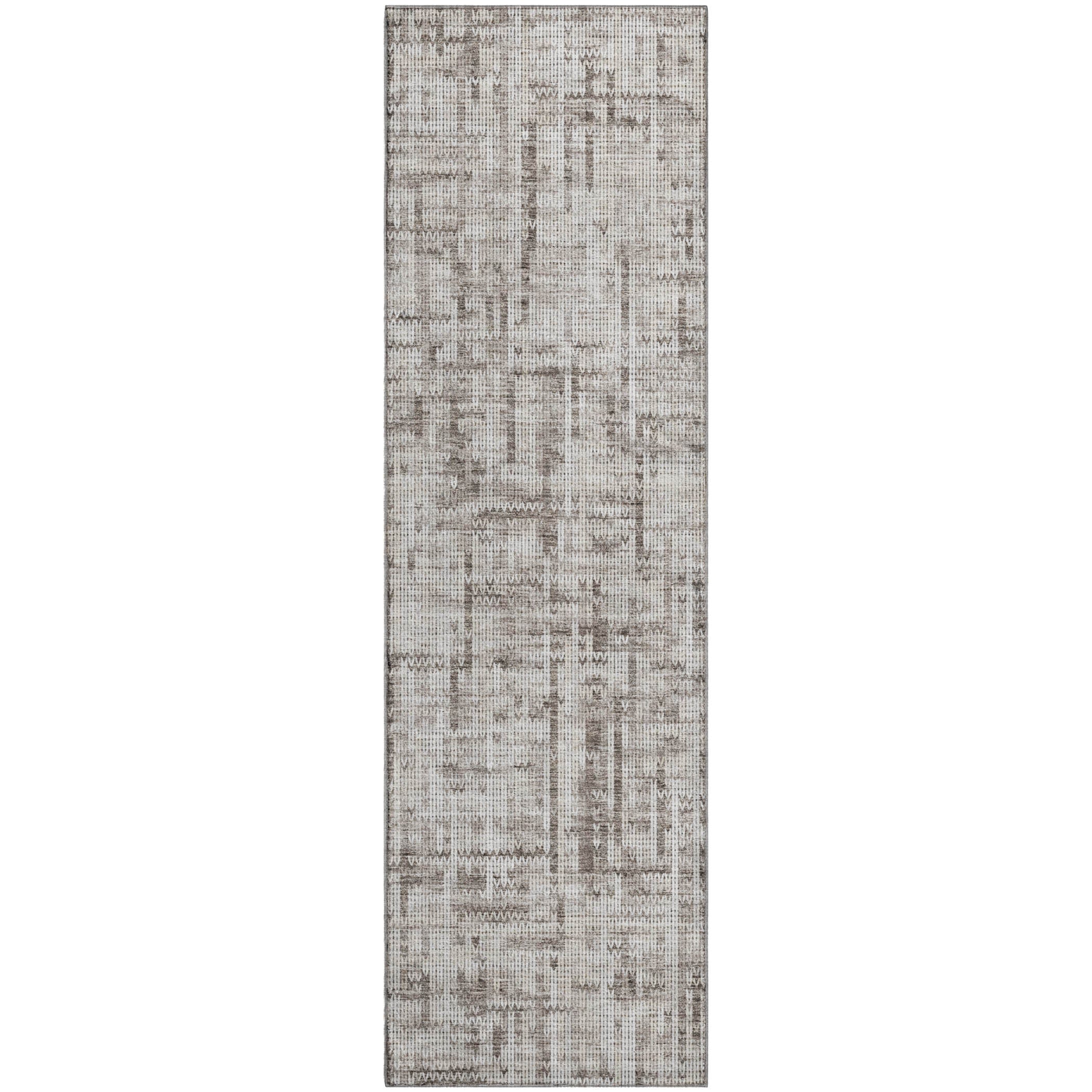 Kotor Machine Washable Transitional Taupe Brown Rug 2'3" x 7'6" #shape_Runner