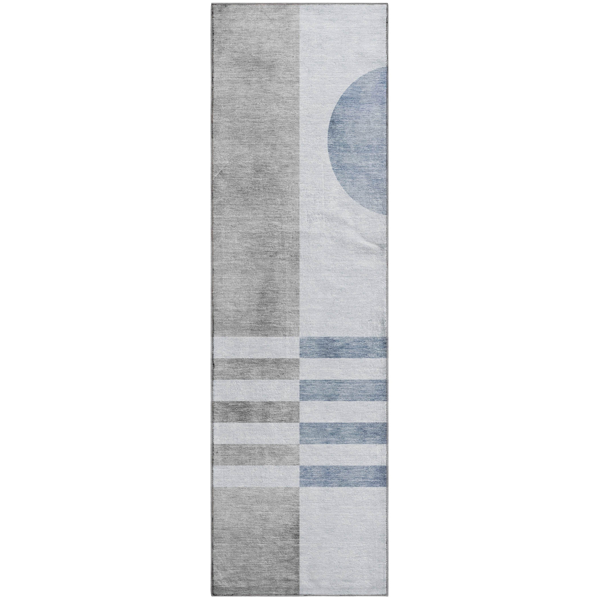 Valletta Machine Washable Transitional Blue Rug 2'3" x 7'6" #shape_Runner