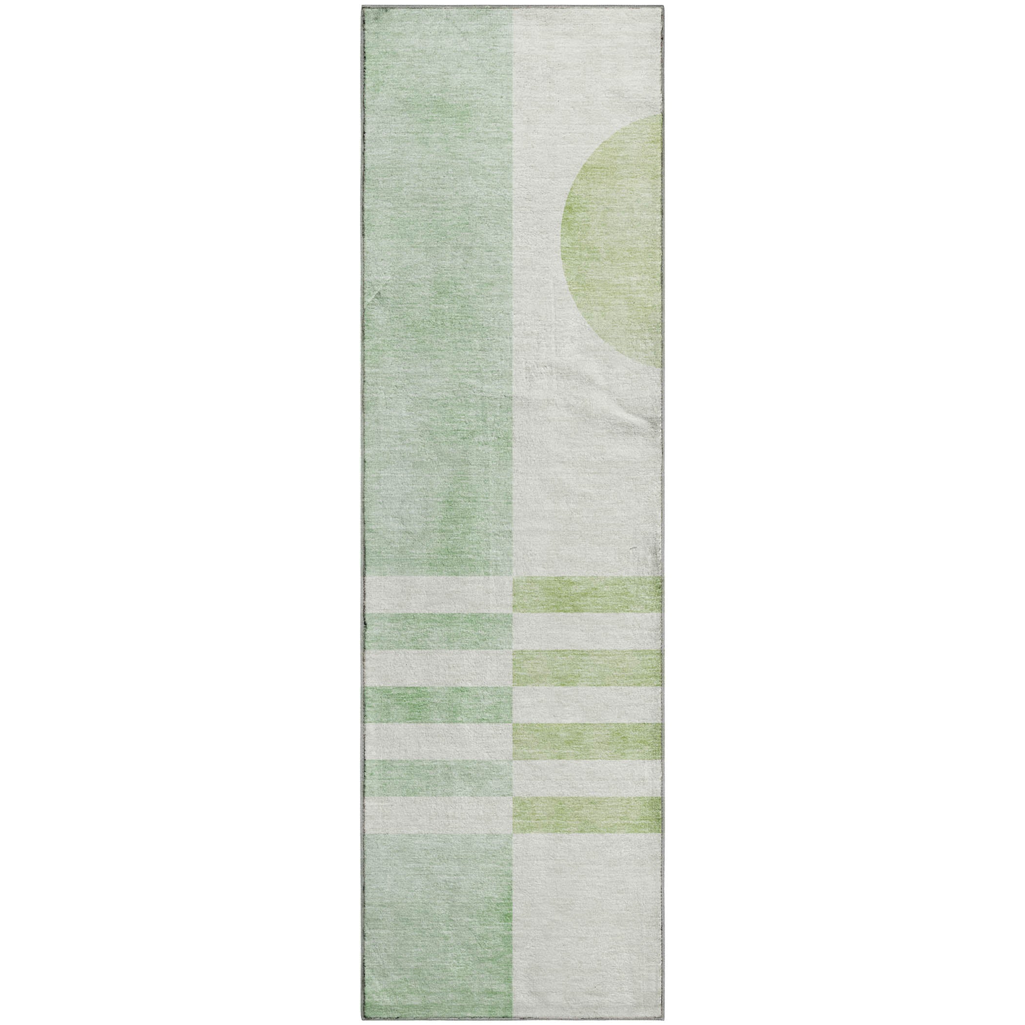 Valletta Machine Washable Transitional Green Rug 2'3" x 7'6" #shape_Runner