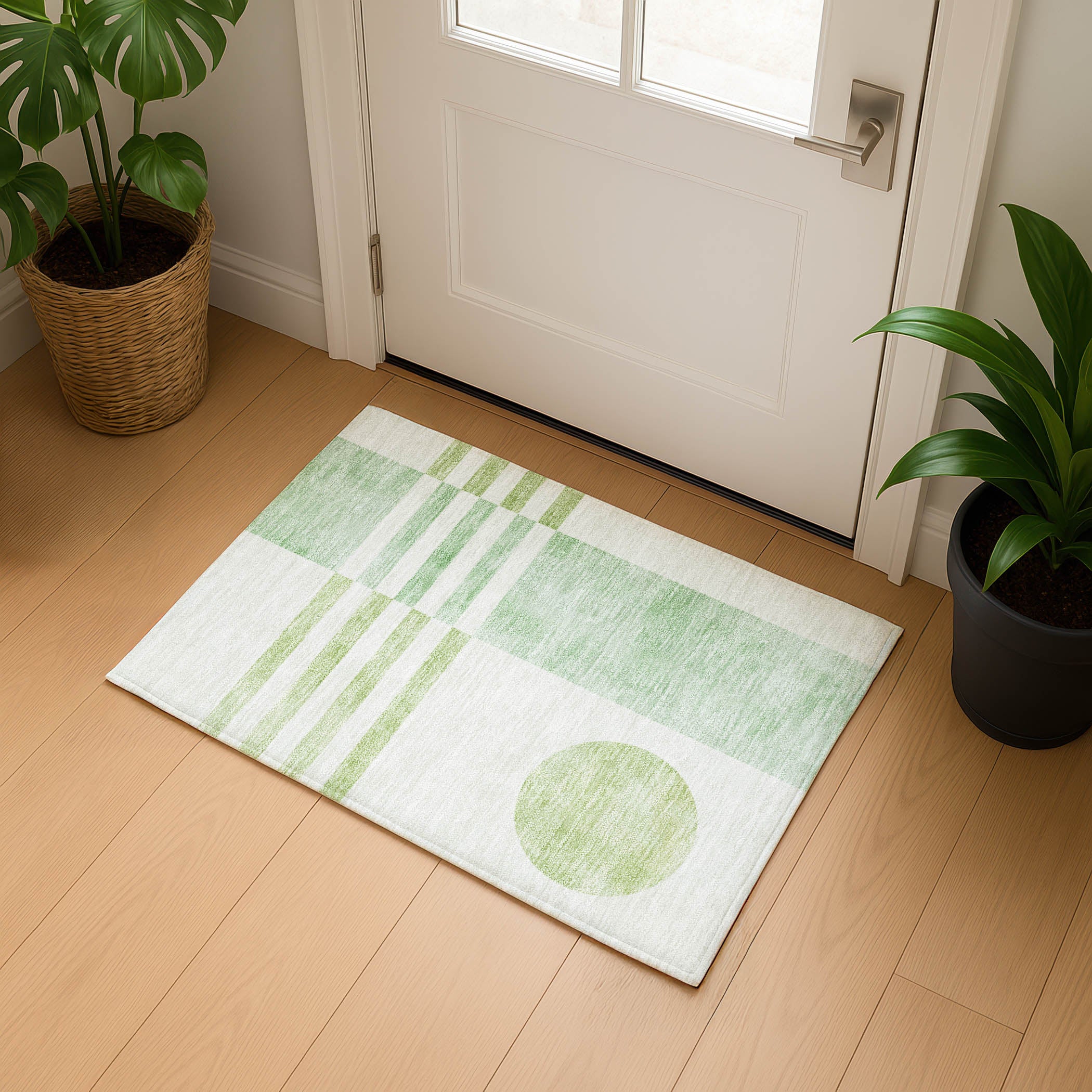 Valletta Machine Washable Transitional Green Rug 1'8" x 2'6" #shape_Rectangle