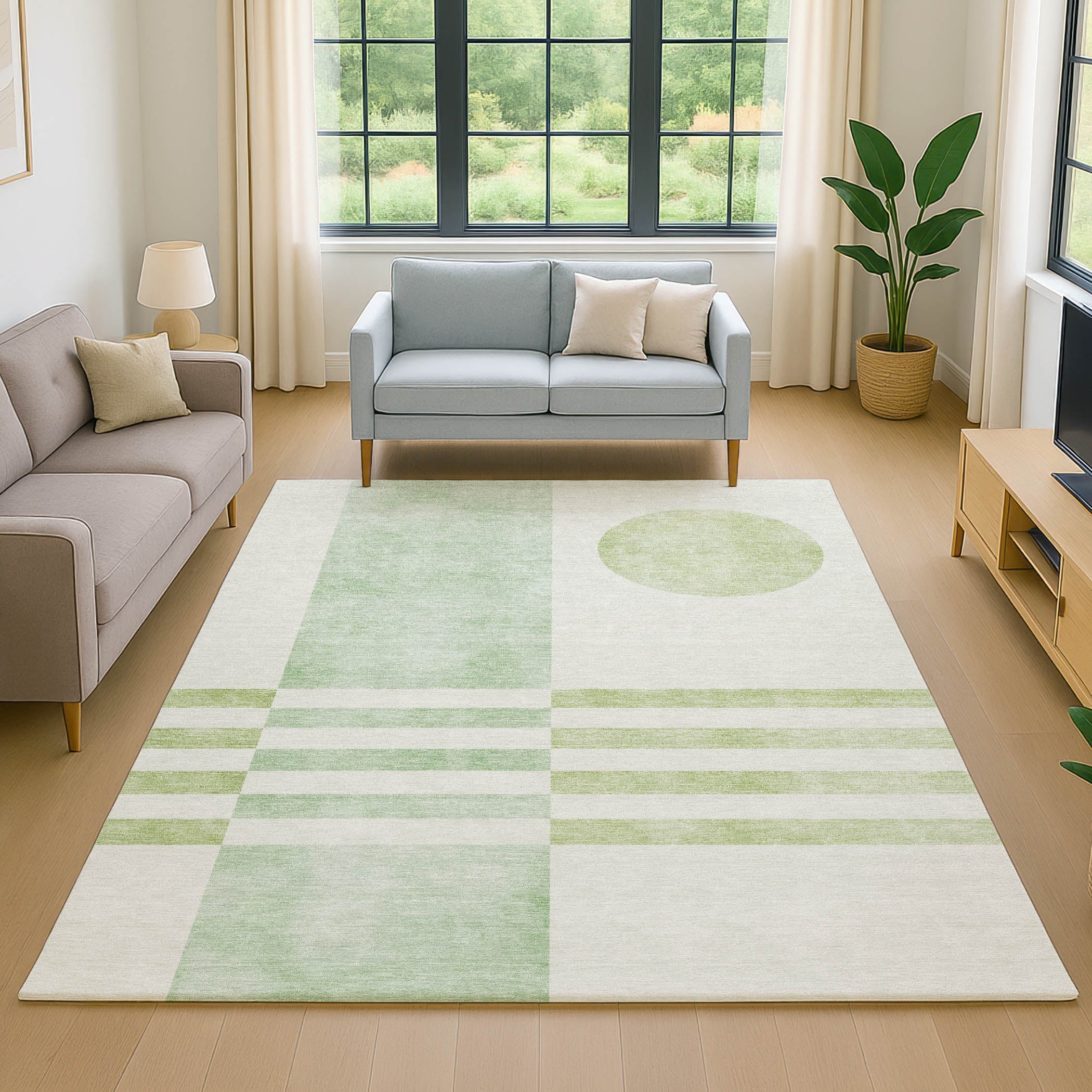 Valletta Machine Washable Transitional Green Rug 2'6" x 3'10" #shape_Rectangle
