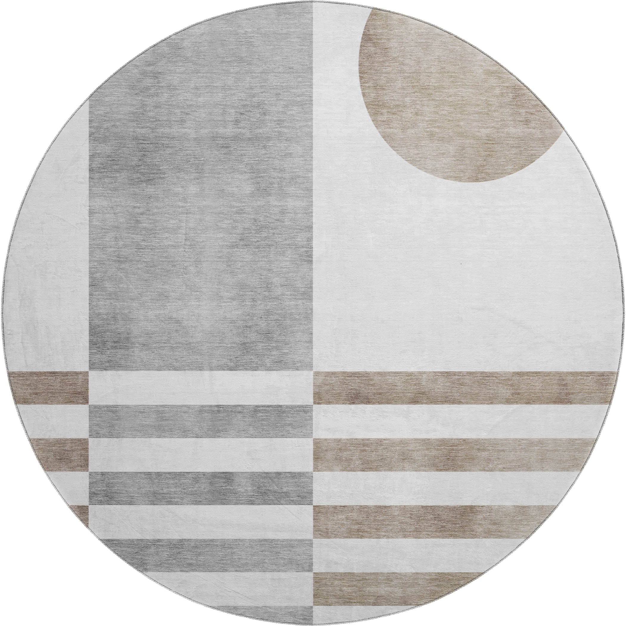 Valletta Machine Washable Transitional Ivory Rug 8' x 8' #shape_Round