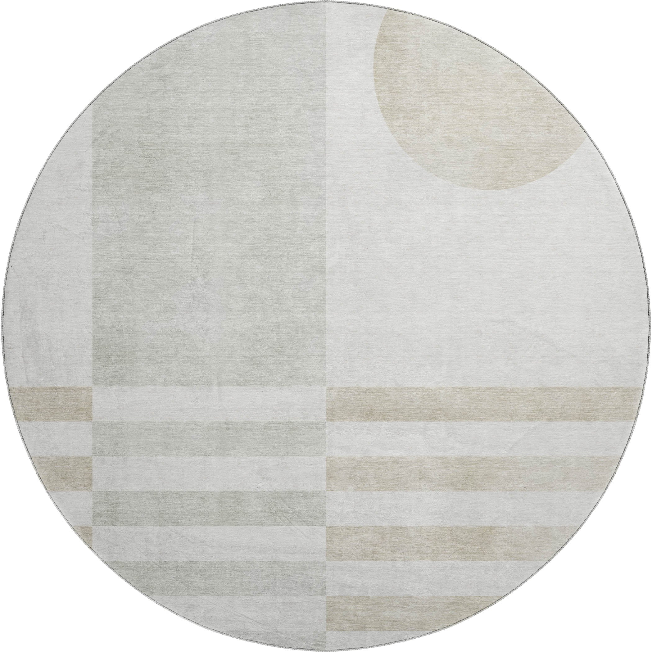 Valletta Machine Washable Transitional Linen Ivory Rug 8' x 8' #shape_Round