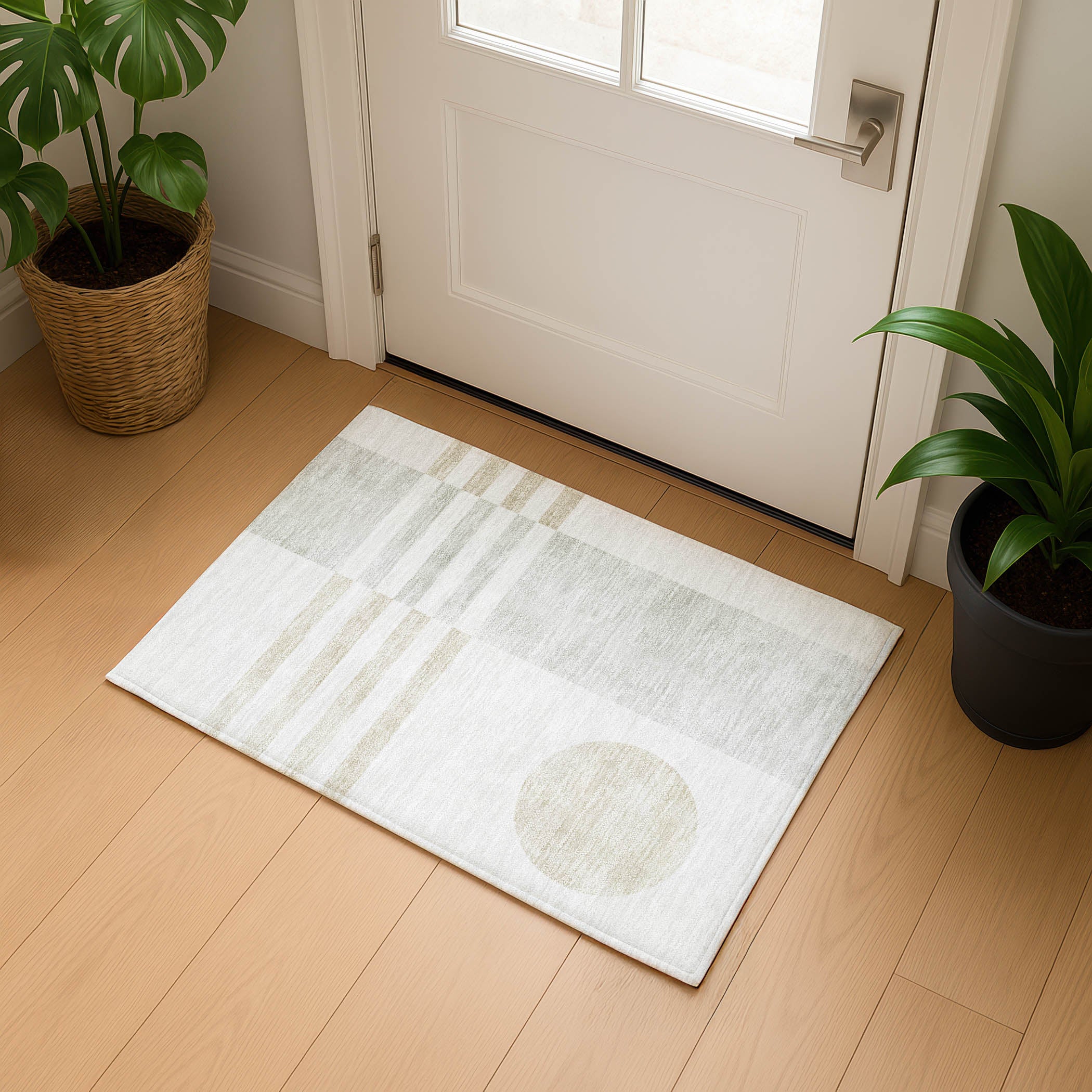 Valletta Machine Washable Transitional Linen Ivory Rug 1'8" x 2'6" #shape_Rectangle