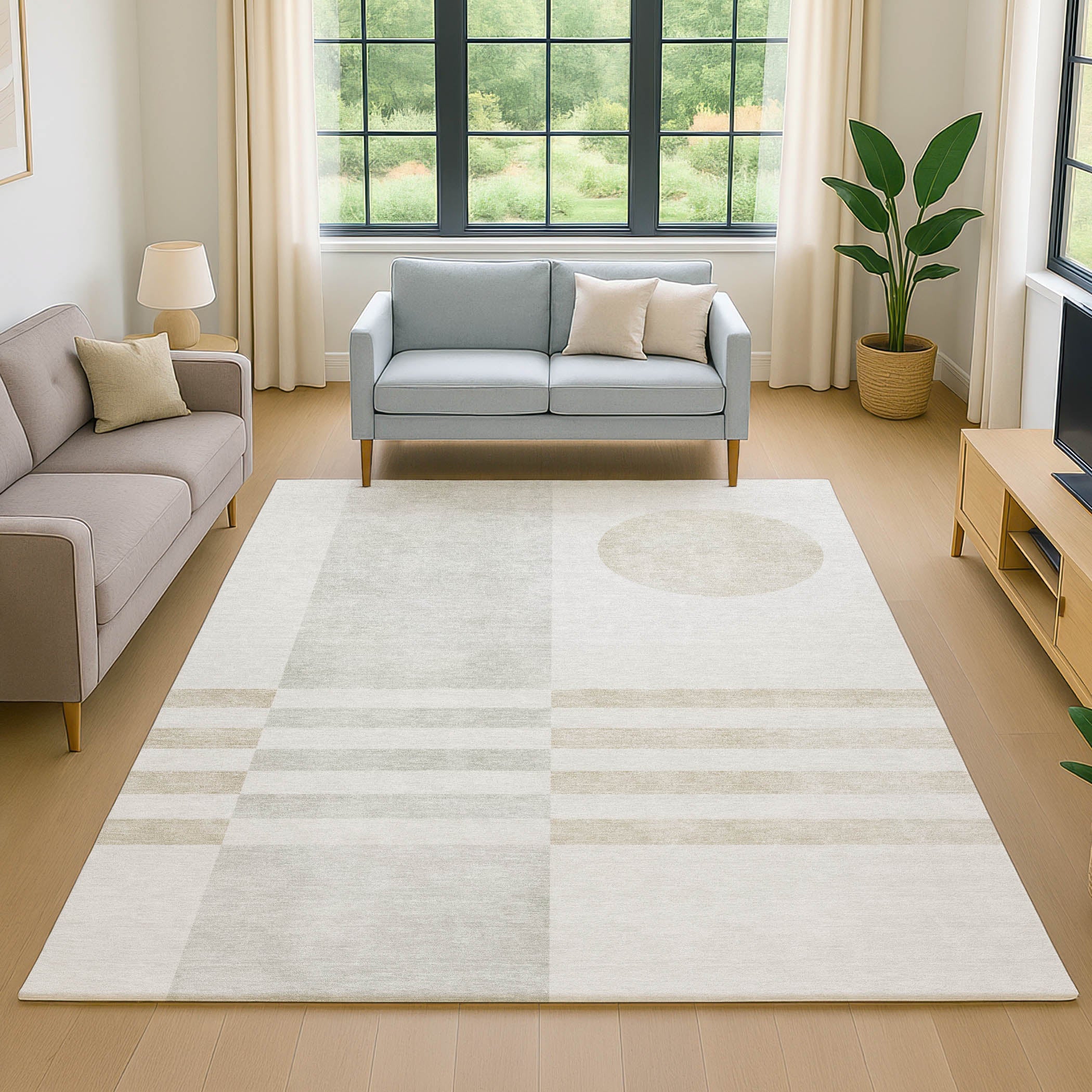 Valletta Machine Washable Transitional Linen Ivory Rug 2'6" x 3'10" #shape_Rectangle