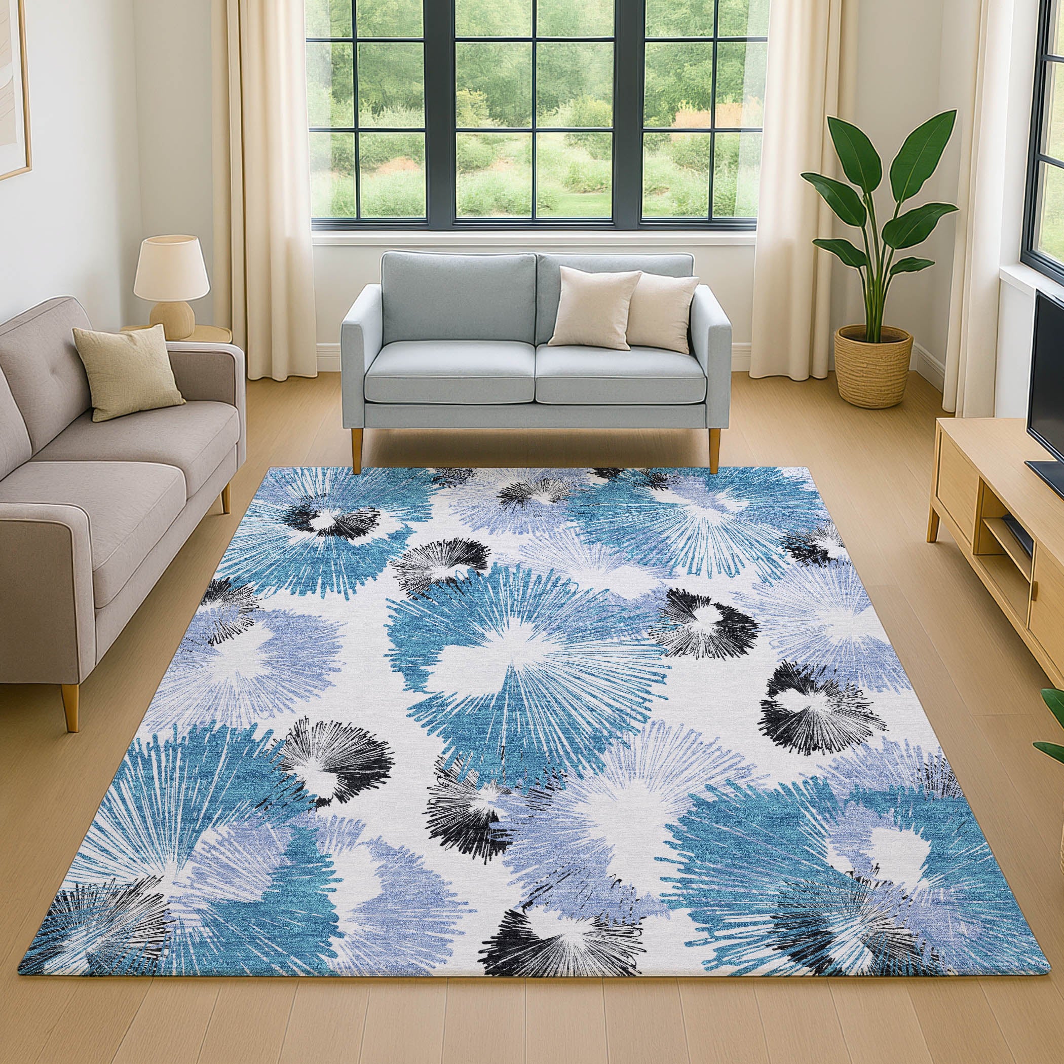 Marrakech Machine Washable Transitional Blue Rug 2'6" x 3'10" #shape_Rectangle