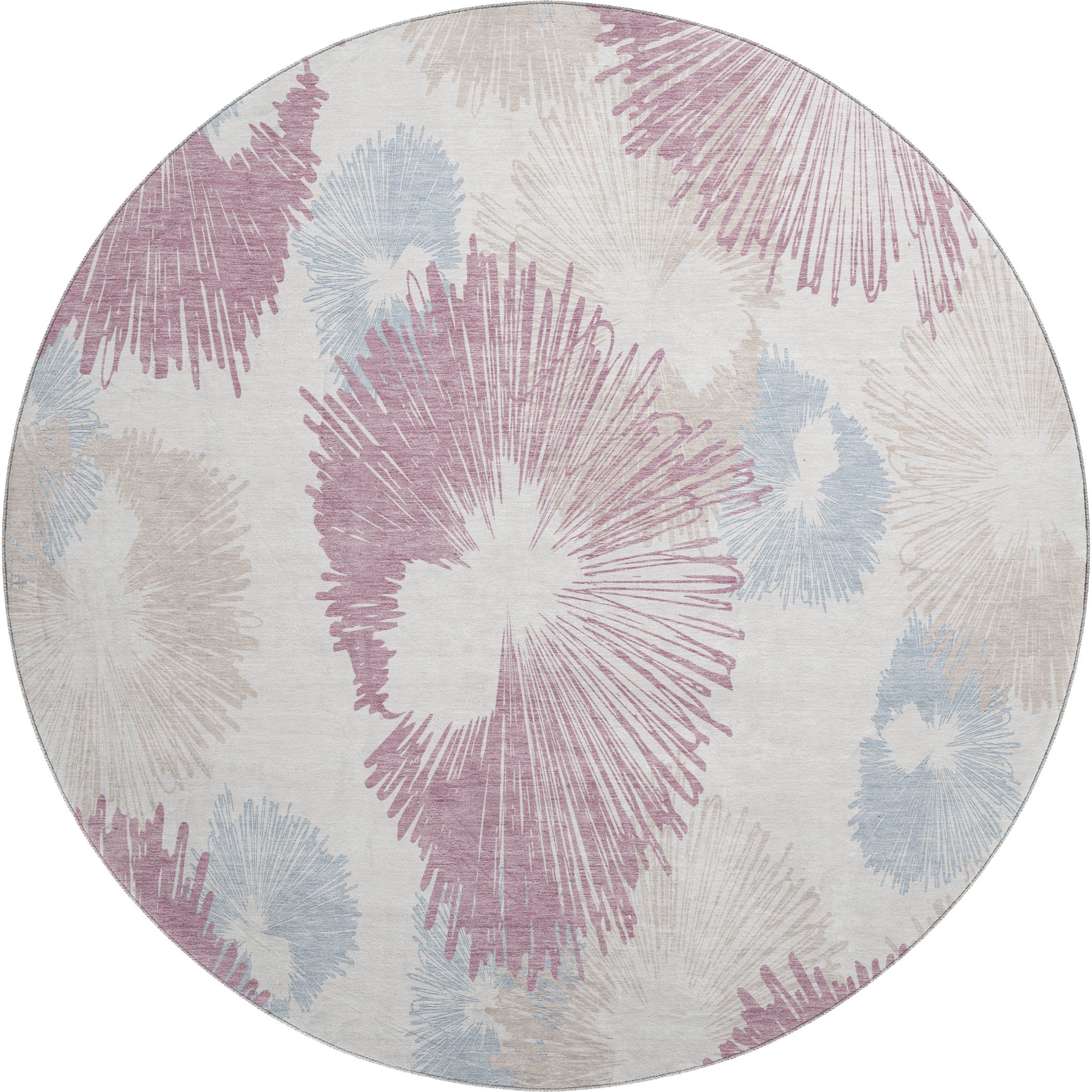 Marrakech Machine Washable Transitional Blush Pink Rug 8' x 8' #shape_Round